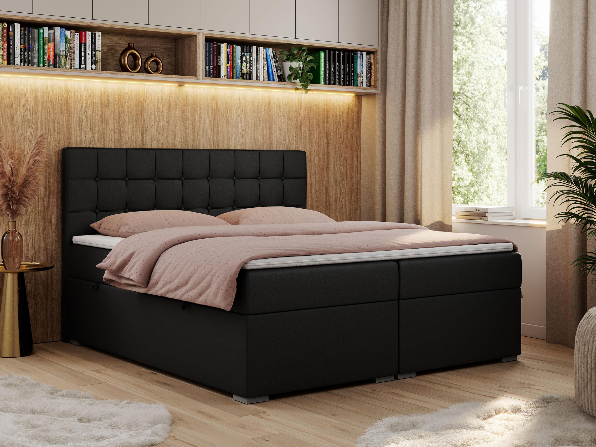 wohnli-moebel-suche-800000648510-1 BOXBETT CARMEN 140/200 Schwarz Kunstleder - H3 Textil MKS Möbel > Betten > Boxspringbetten Schwarz