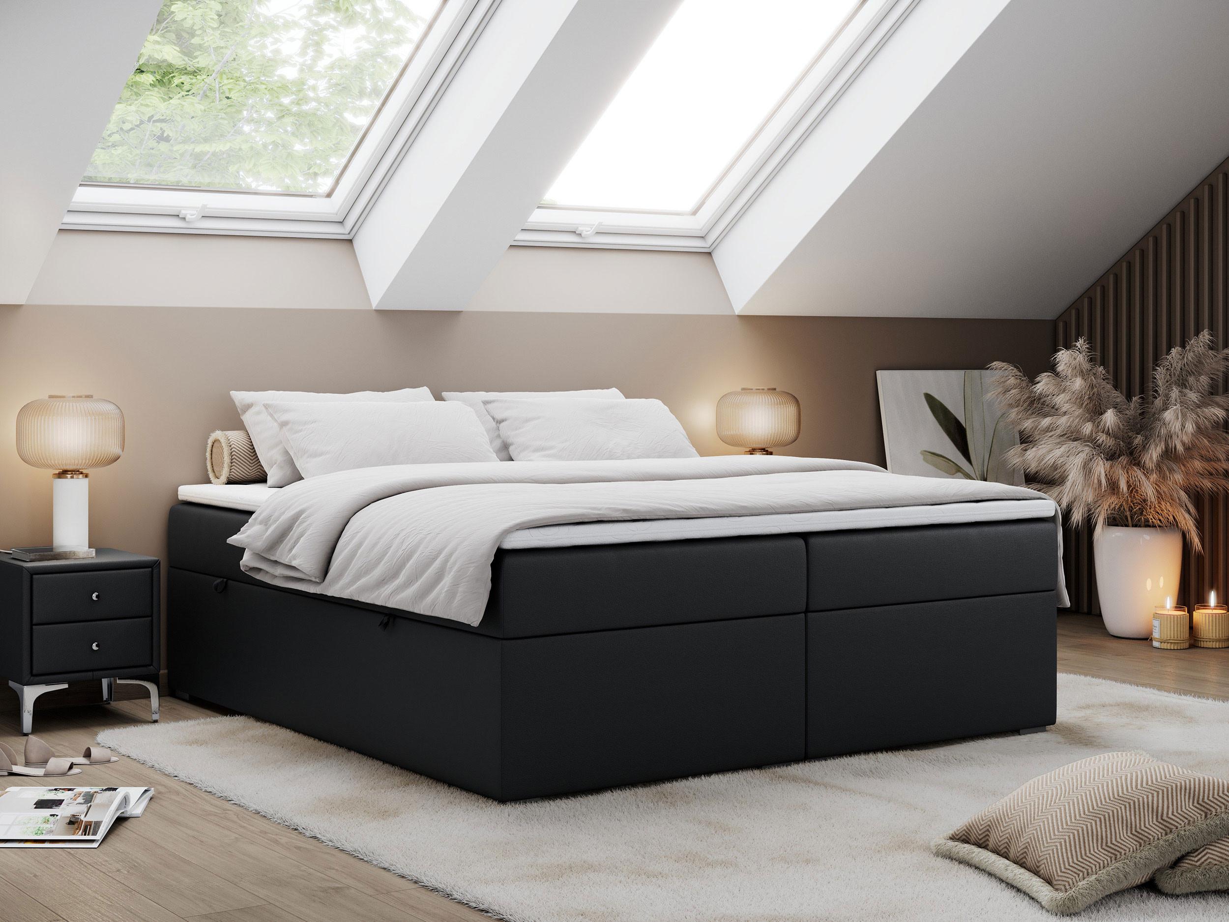 wohnli-moebel-suche-800000648544-1 BOXBETT BESS 120/200 Schwarz Kunstleder - H3 Textil MKS Möbel > Betten > Boxspringbetten Schwarz