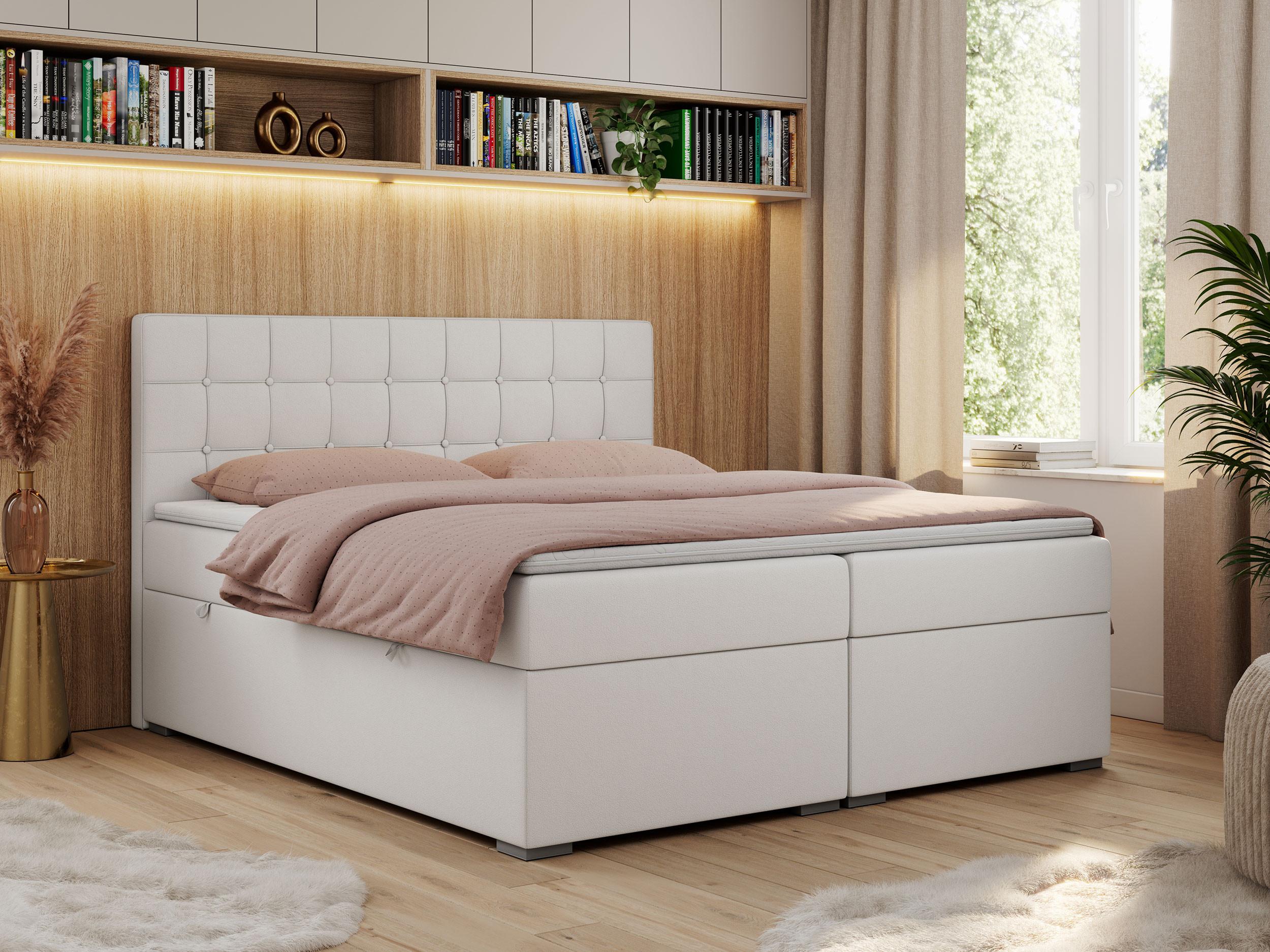 wohnli-moebel-suche-800000648547-1 BOXBETT CARMEN 140/200 Weiß Kunstleder - H3 Textil MKS Möbel > Betten > Boxspringbetten Weiß