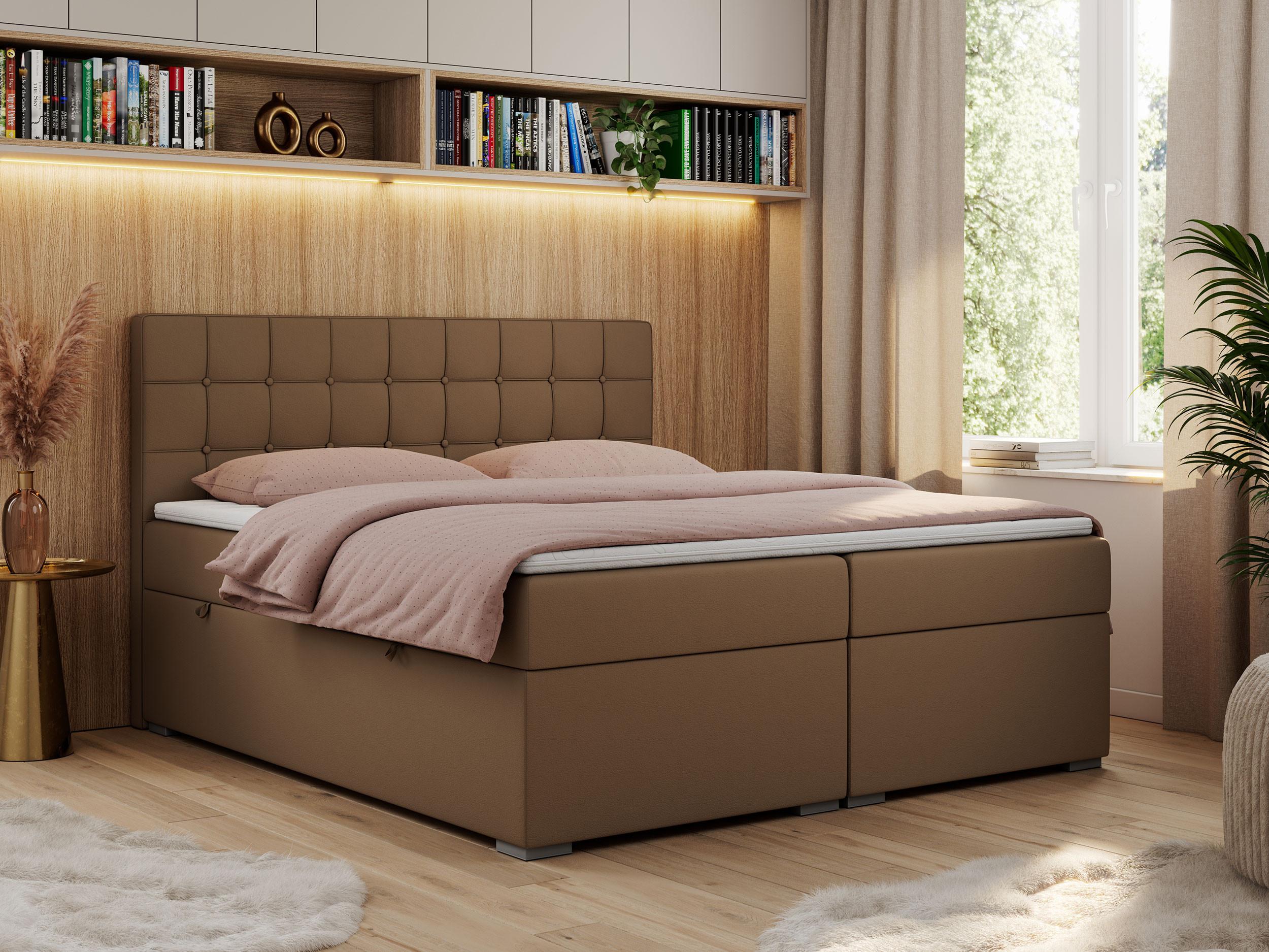 wohnli-moebel-suche-800000648657-1 BOXBETT CARMEN 140/200 Braun Kunstleder - H3 Textil MKS Möbel > Betten > Boxspringbetten Braun