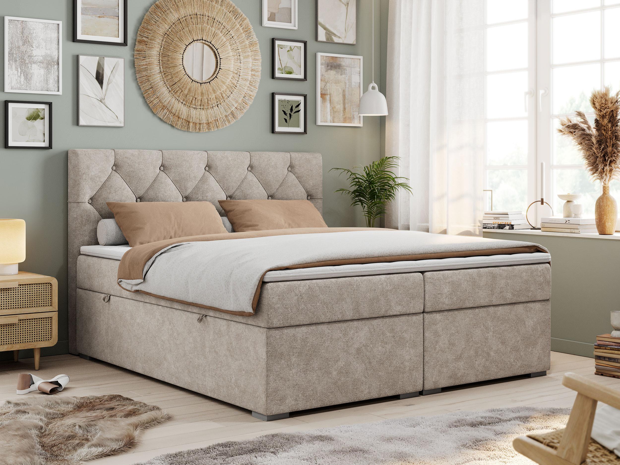 wohnli-moebel-suche-800000648685-1 BOXBETT ALDA 160/200 Beige Struktur - H4 Textil MKS Möbel > Betten > Boxspringbetten Beige