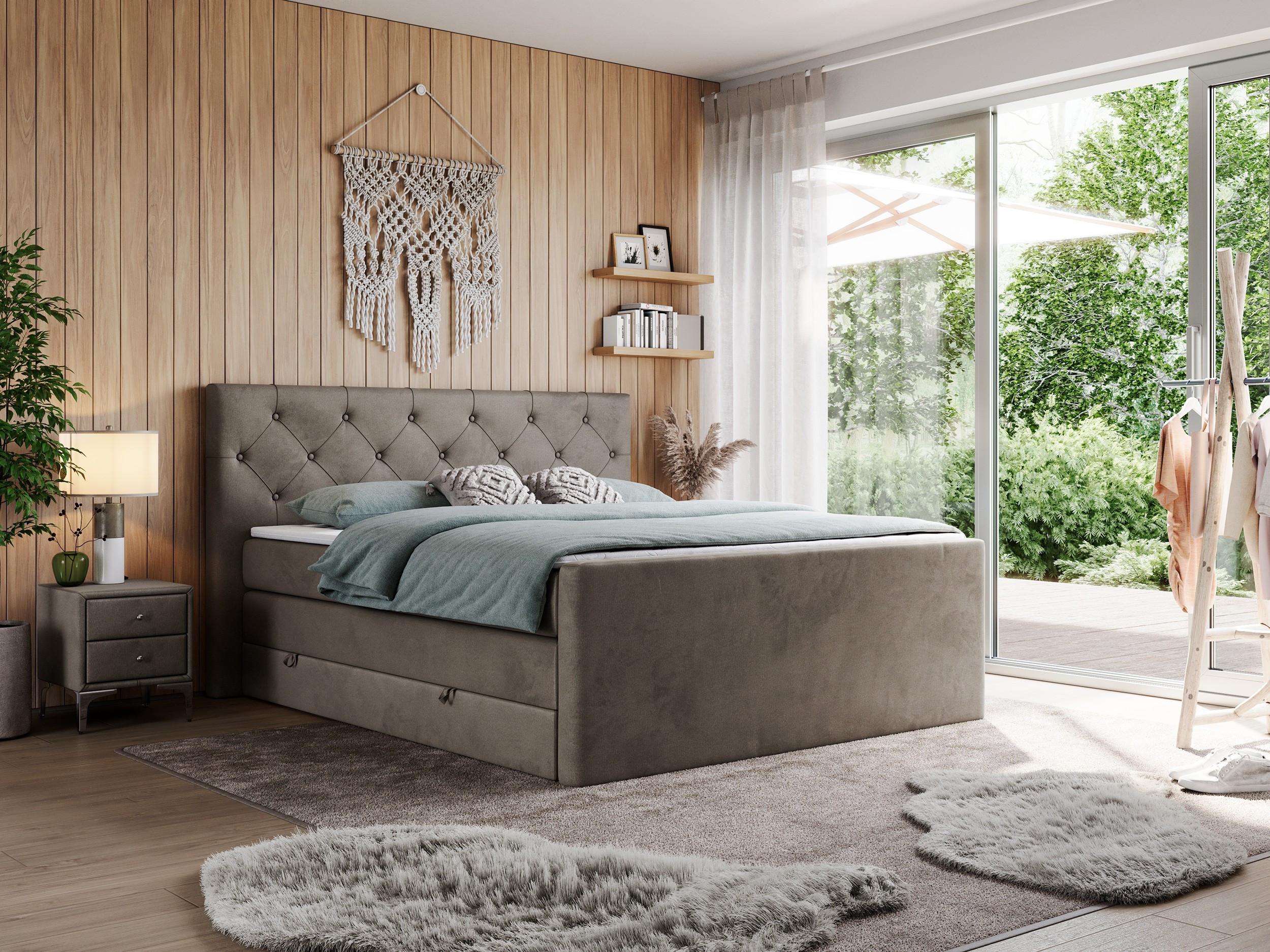 wohnli-moebel-suche-800000648719-1 BOXSPRINGBETT KING VELEN 180/200 Braun Velvet - H3 Textil MKS Möbel > Betten > Boxspringbetten Braun