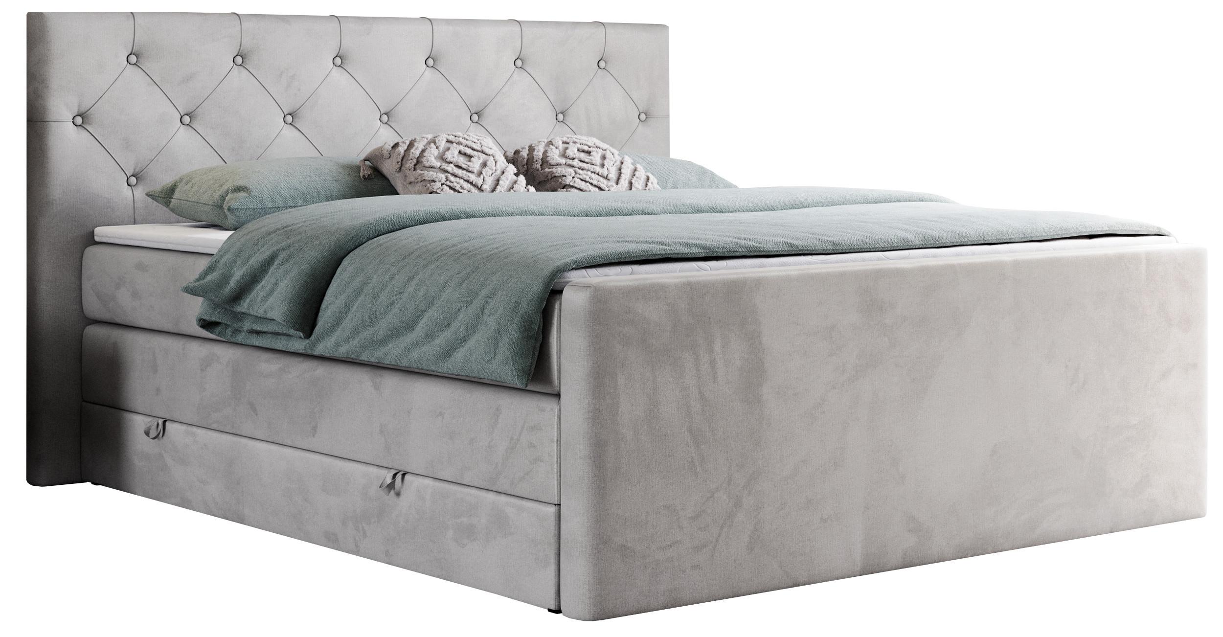 wohnli-moebel-suche-800000648730 Wohnli Möbelsuche - BOXSPRINGBETT KING VELEN 200/200 Hellgrau Velvet - H4
