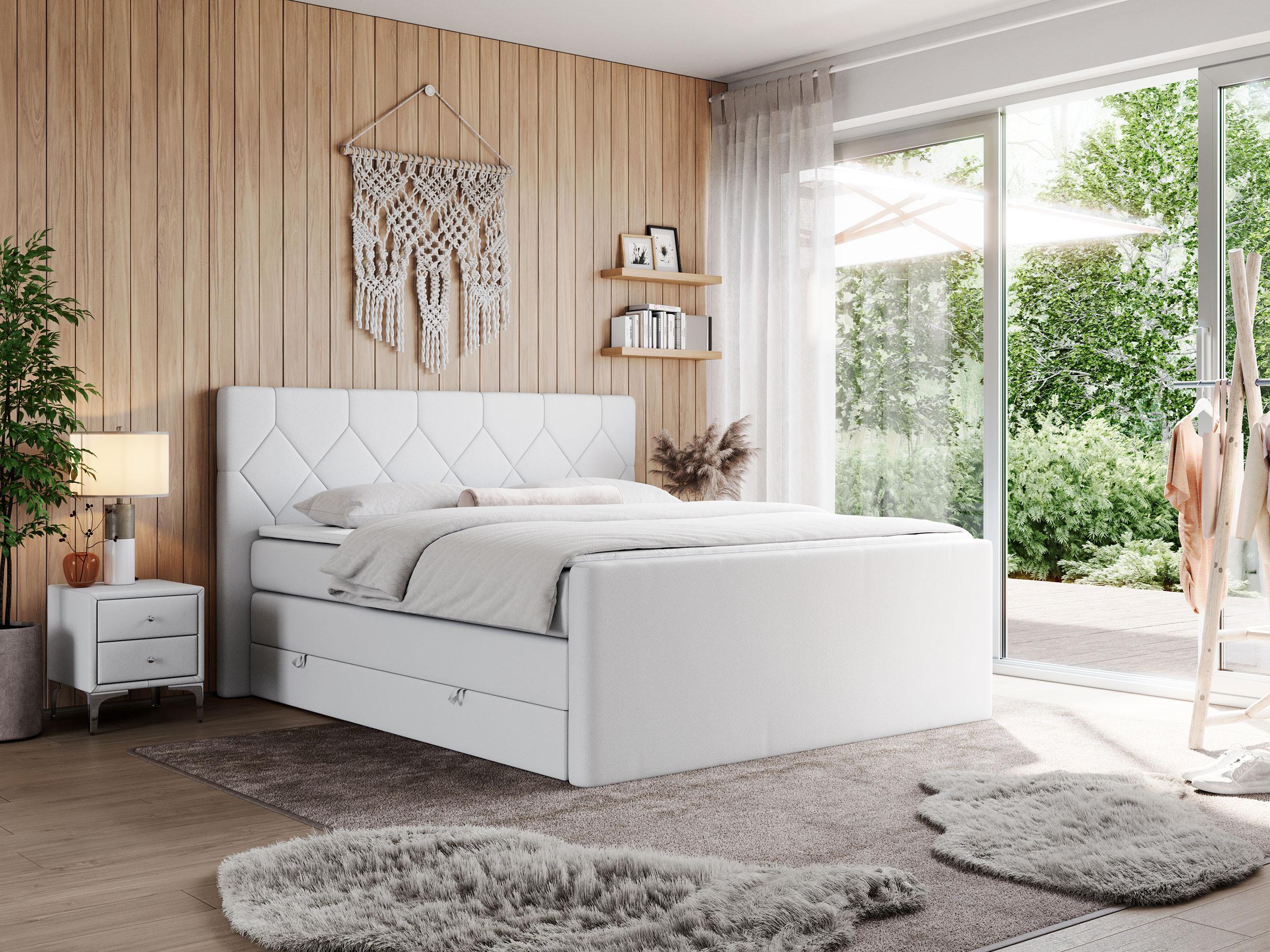 wohnli-moebel-suche-800000648731-1 BOXSPRINGBETT KING EIGAR 120/200 Weiß Kunstleder - H4 Textil MKS Möbel > Betten > Boxspringbetten Weiß