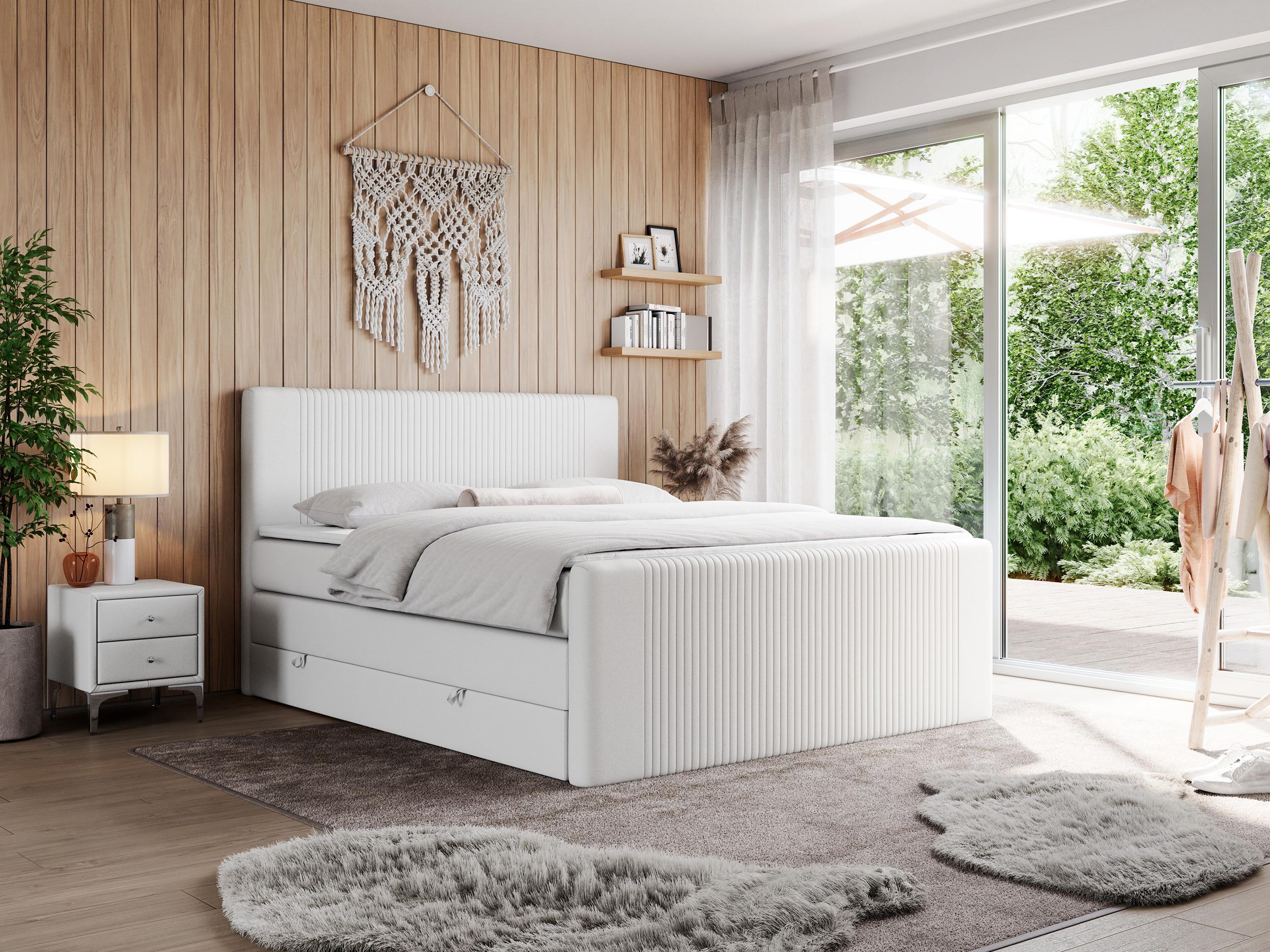 wohnli-moebel-suche-800000648759-1 BOXSPRINGBETT KING DOREN 160/200 Weiß Kunstleder - H3 Textil MKS Möbel > Betten > Boxspringbetten Weiß