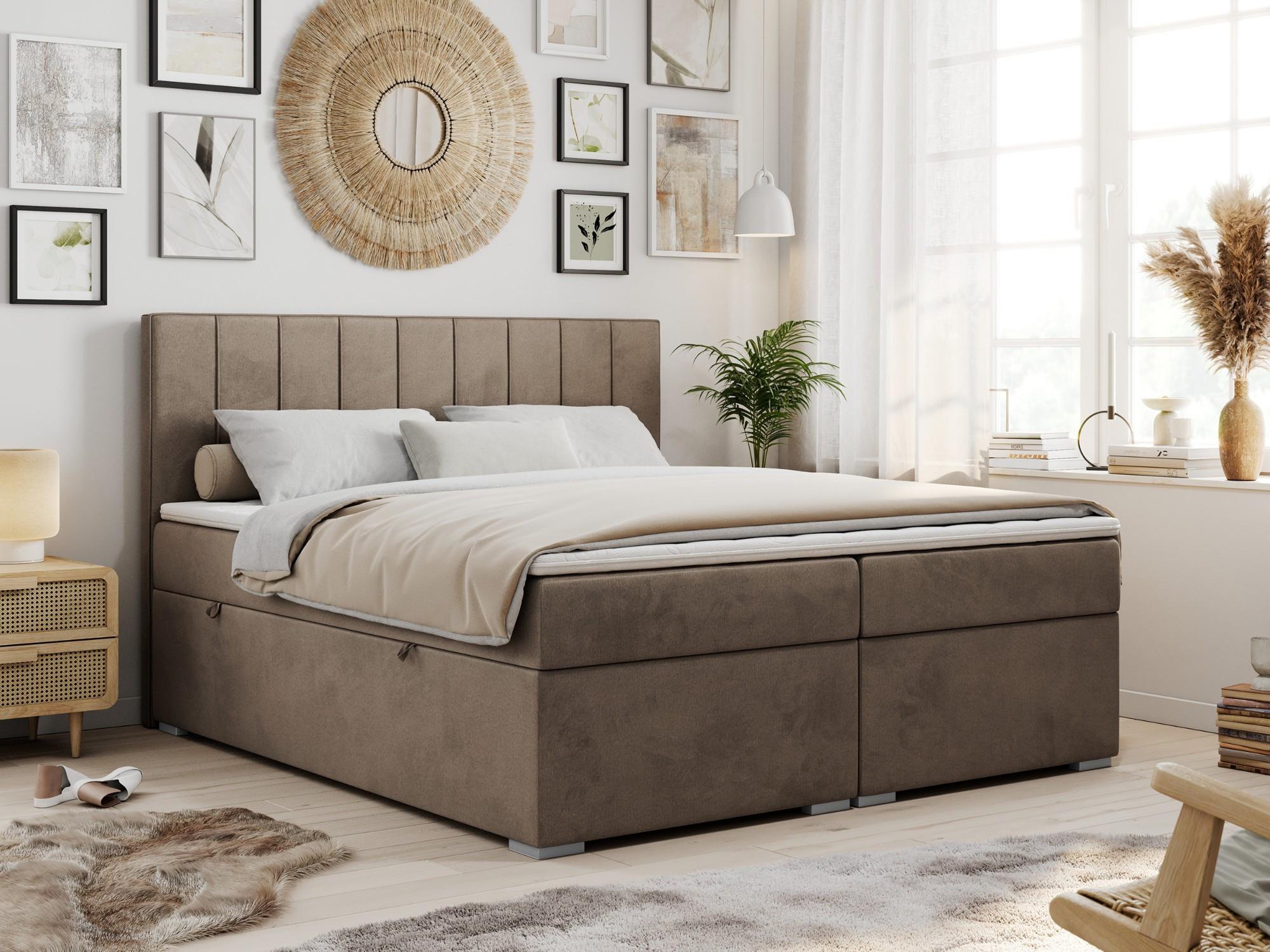 wohnli-moebel-suche-800000648814-1 BOXBETT ALLY 120/200 Braun Velvet - H4 Textil MKS Möbel > Betten > Boxspringbetten Braun