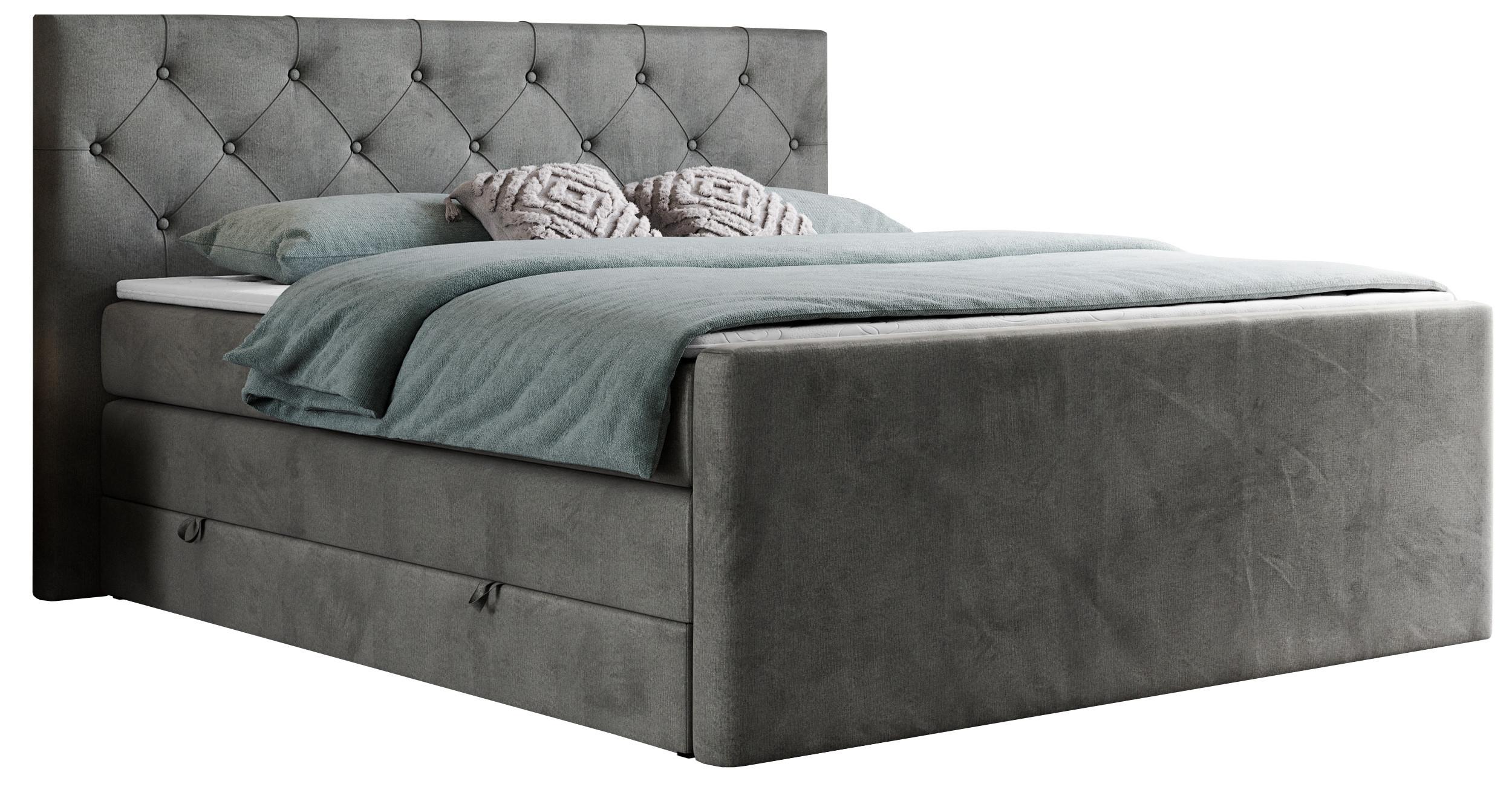 wohnli-moebel-suche-800000648855 Wohnli Möbelsuche - BOXSPRINGBETT KING VELEN 200/200 Dunkelgrau Velvet - H4