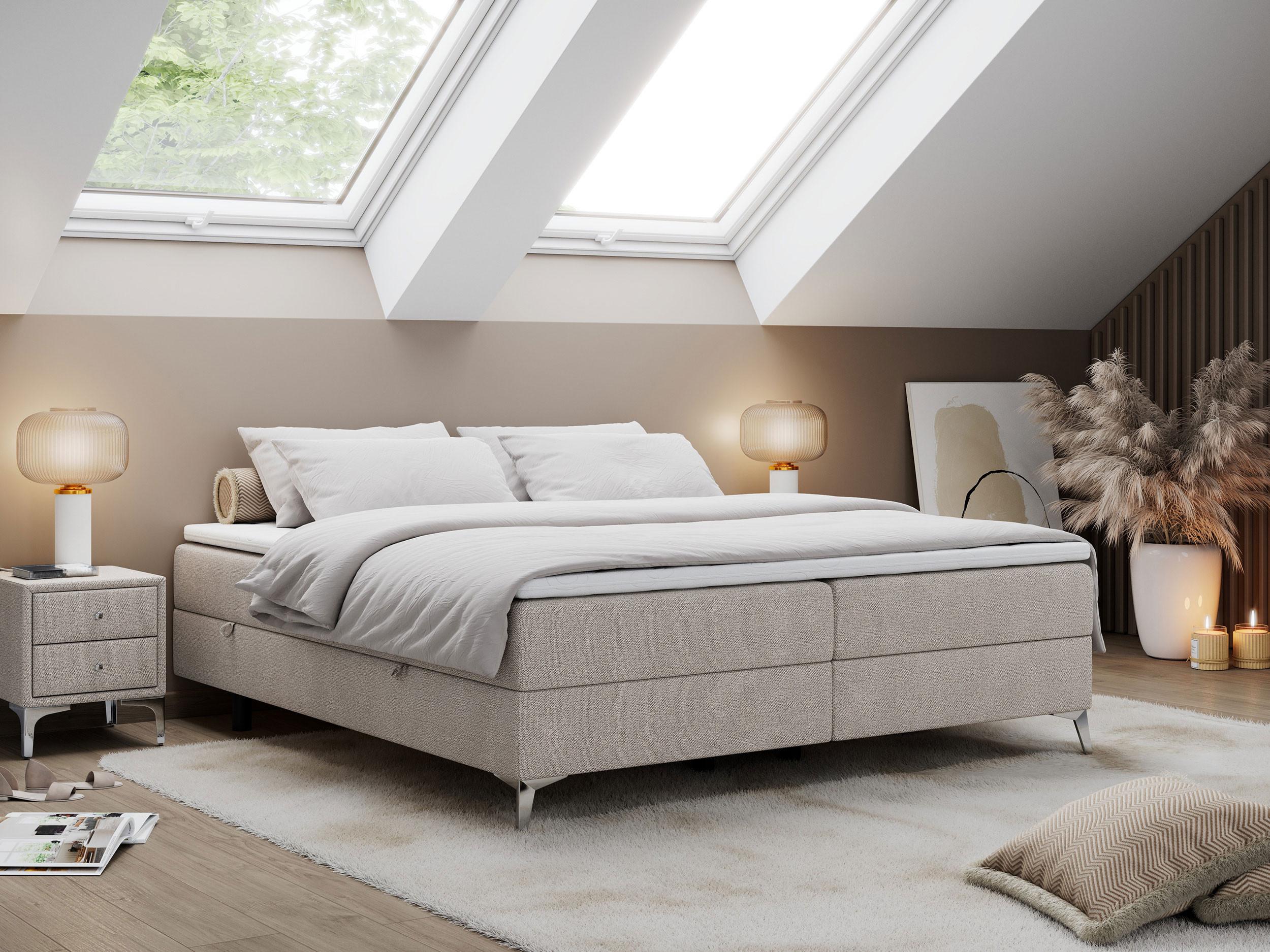 wohnli-moebel-suche-800000648947-1 BOXBETT LESS 120/200 Beige Struktur - H4 Textil MKS Möbel > Betten > Boxspringbetten Beige