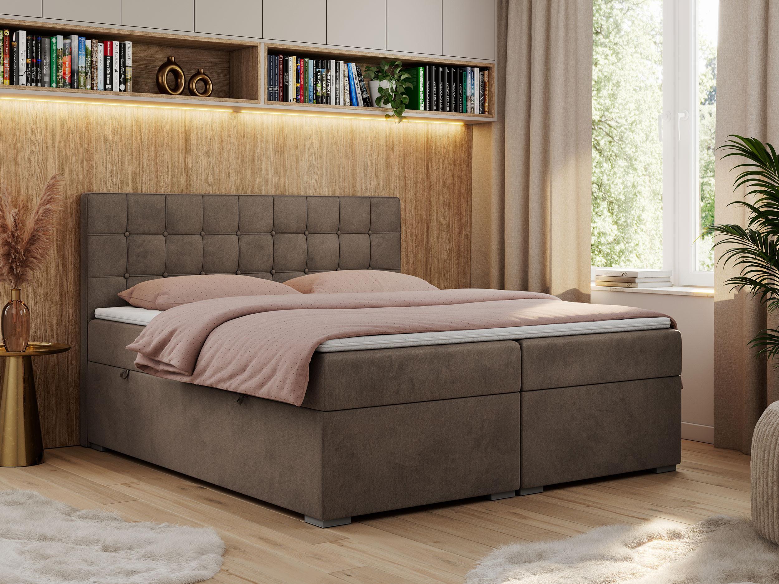 wohnli-moebel-suche-800000648964-1 BOXBETT CARMEN 120/200 Braun Velvet - H3 Textil MKS Möbel > Betten > Boxspringbetten Braun