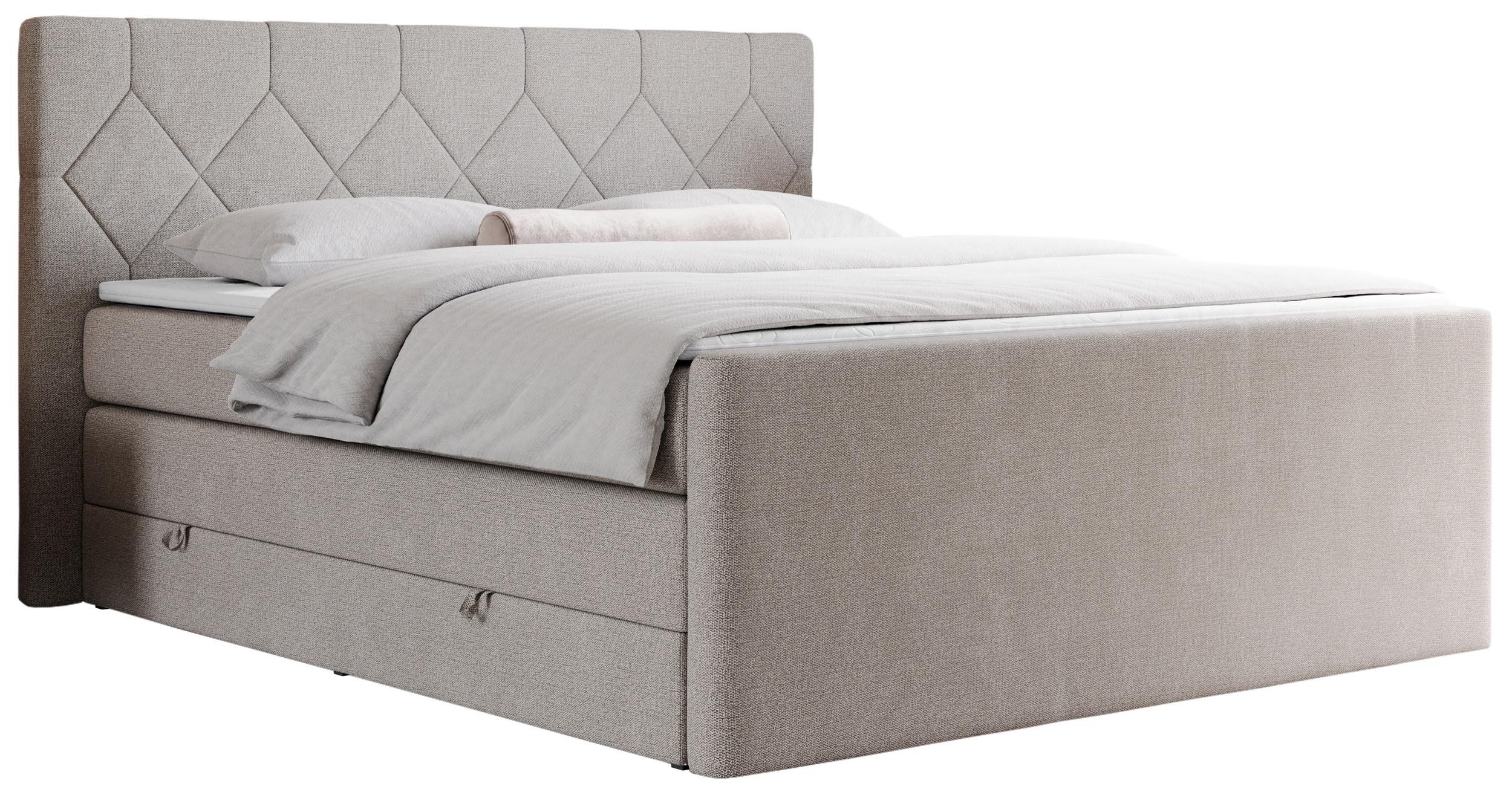 Wohnli Möbelsuche - BOXSPRINGBETT KING EIGAR 200/200 Beige Struktur - H4
