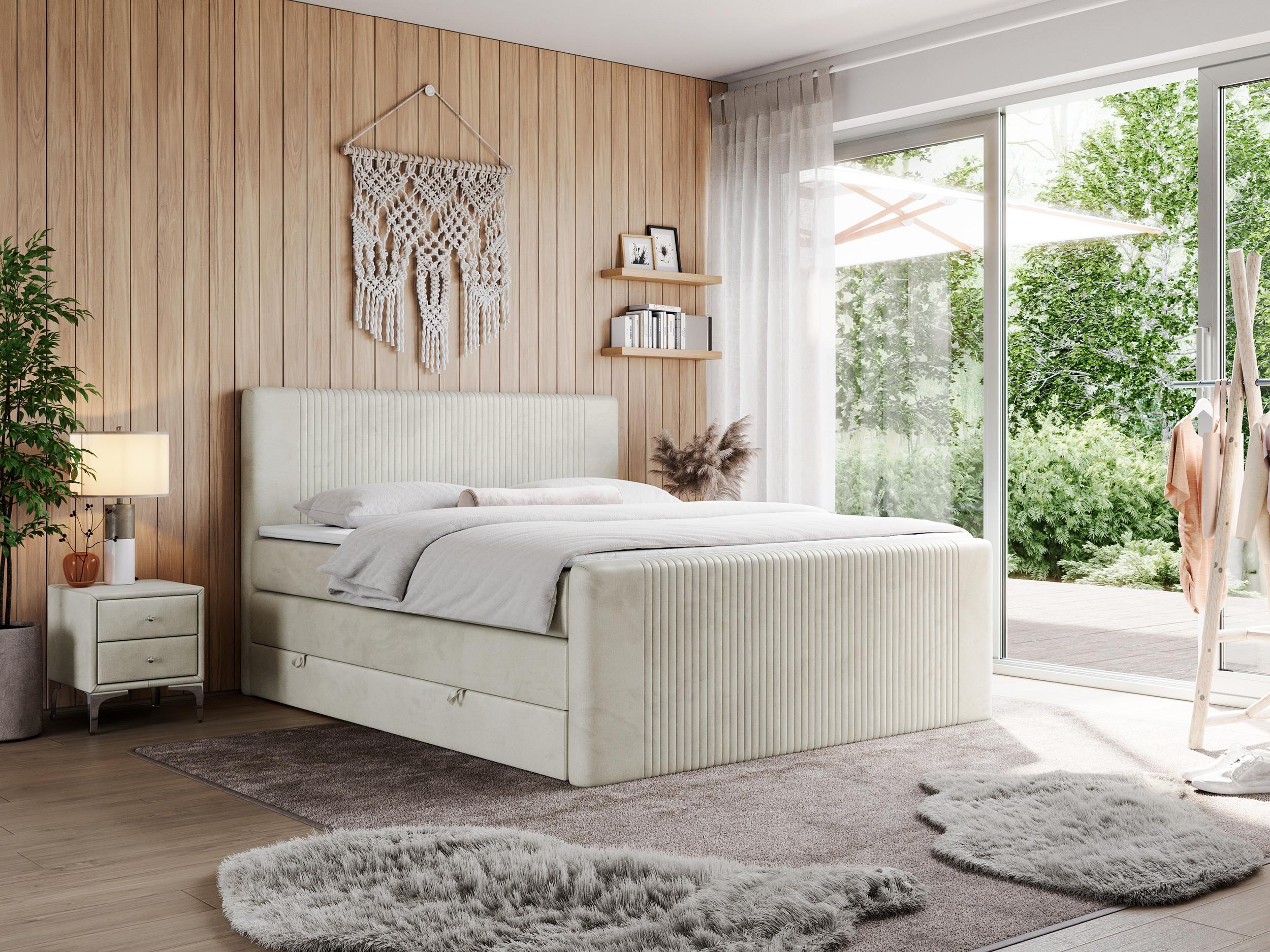 wohnli-moebel-suche-800000648978-1 BOXSPRINGBETT KING DOREN 200/200 Beige Velvet - H3 Textil MKS Möbel > Betten > Boxspringbetten Beige