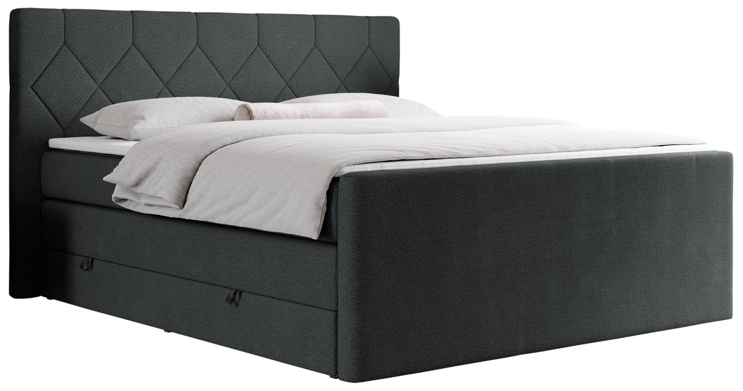 wohnli-moebel-suche-800000648998 Wohnli Möbelsuche - BOXSPRINGBETT KING EIGAR 160/200 Dunkelgrau Struktur - H4