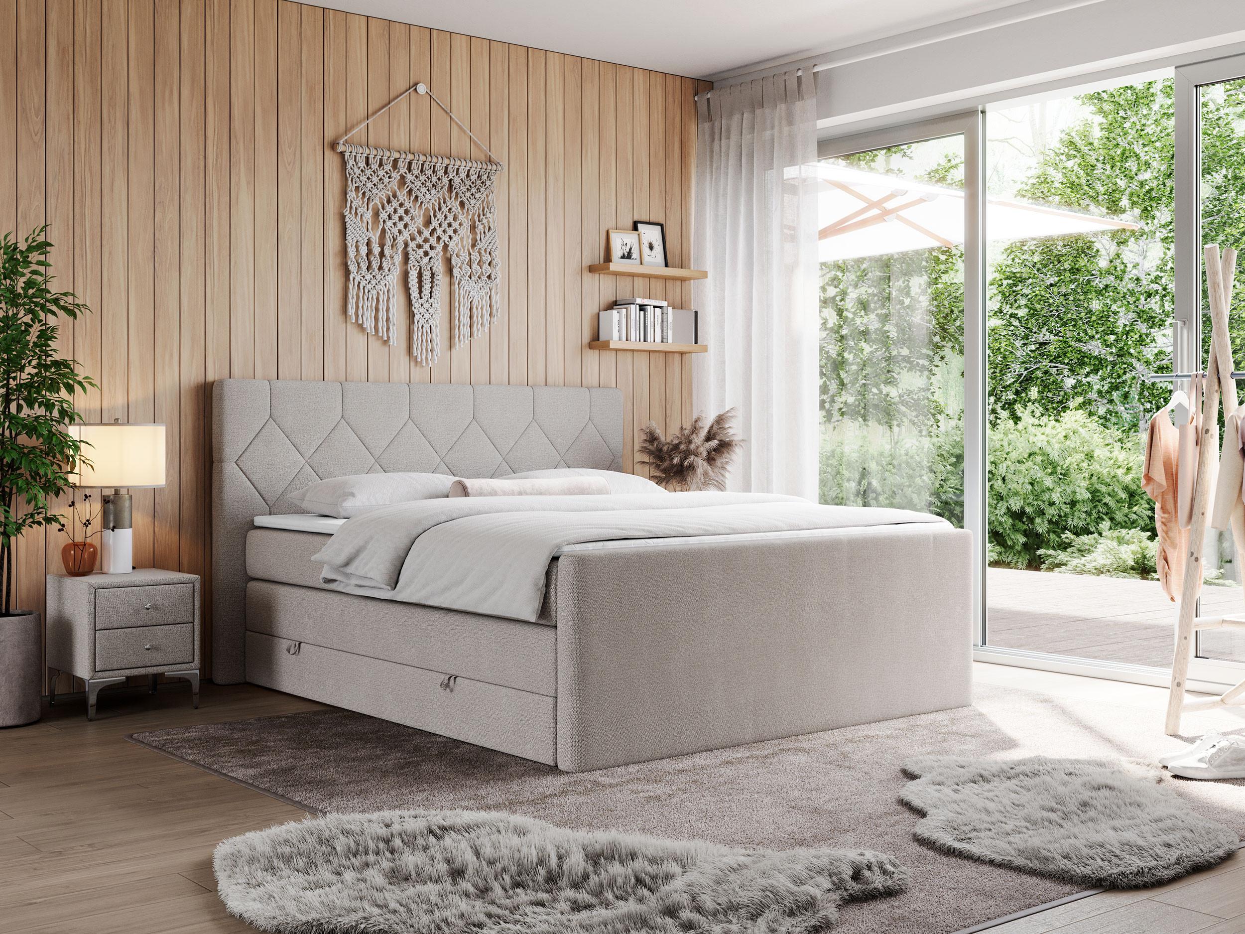 wohnli-moebel-suche-800000649005-1 BOXSPRINGBETT KING EIGAR 140/200 Beige Struktur - H4 Textil MKS Möbel > Betten > Boxspringbetten Beige