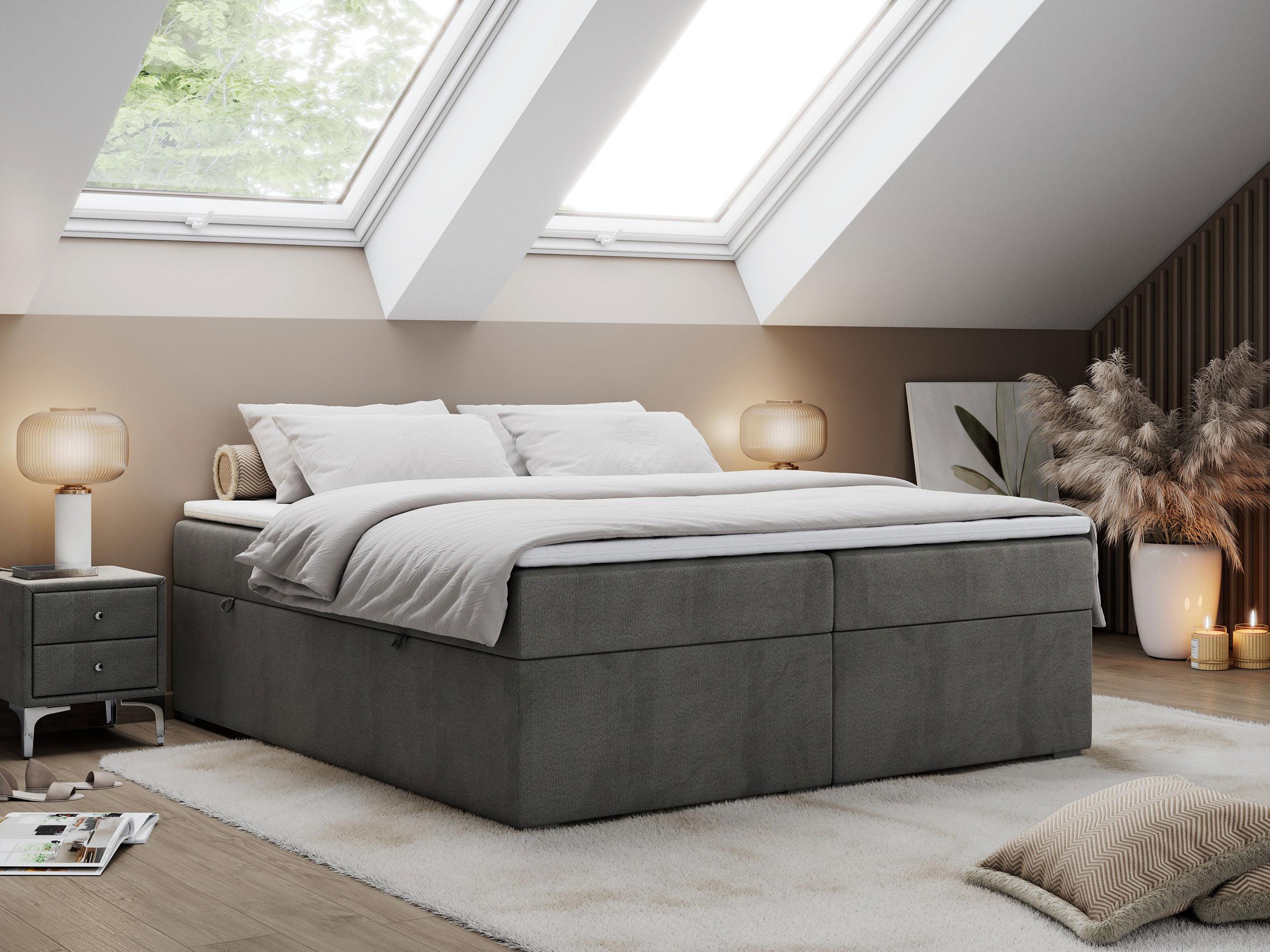 wohnli-moebel-suche-800000649047-1 BOXBETT BESS 120/200 Dunkelgrau Velvet - H3 Textil MKS Möbel > Betten > Boxspringbetten Grau