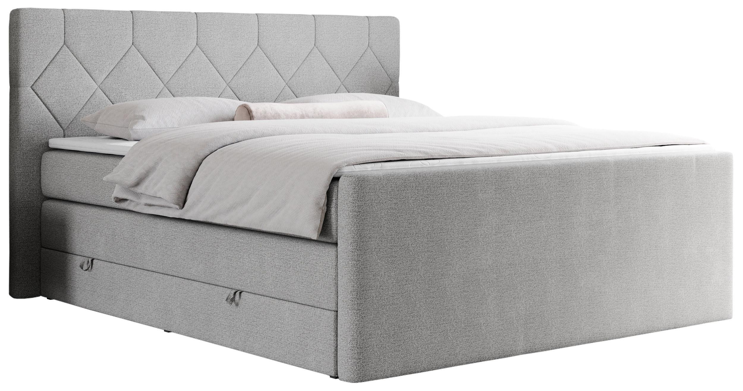 Wohnli Möbelsuche - BOXSPRINGBETT KING EIGAR 180/200 Hellgrau Struktur - H4
