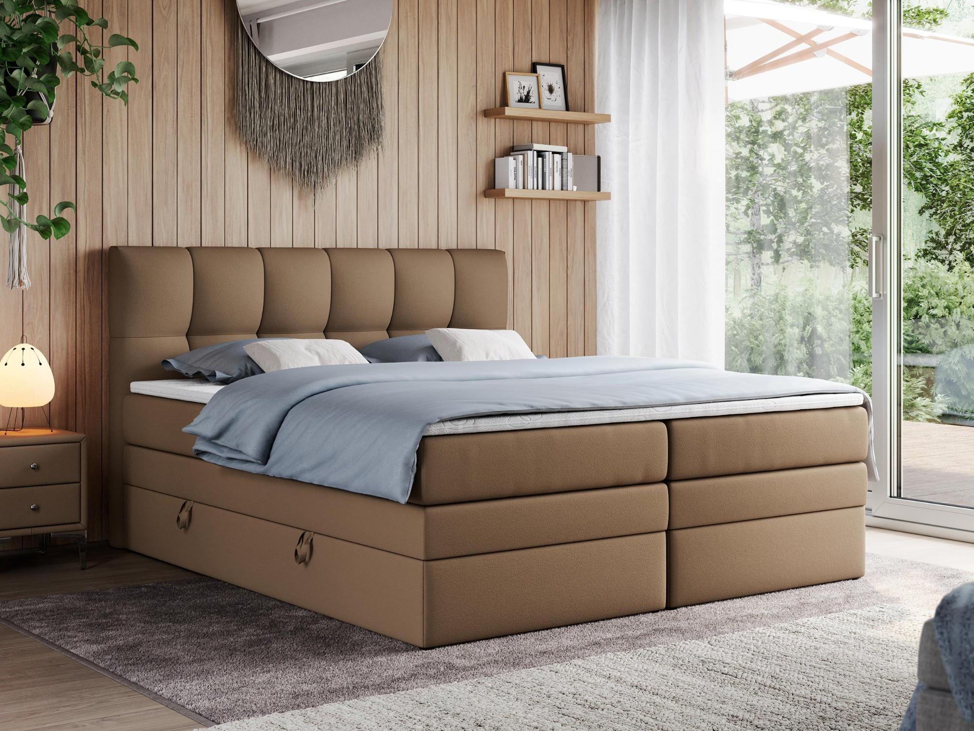 wohnli-moebel-suche-800000649120-1 BOXSPRINGBETT ALVIN KING 140/200 Braun Kunstleder - H3 Textil MKS Möbel > Betten > Boxspringbetten Braun