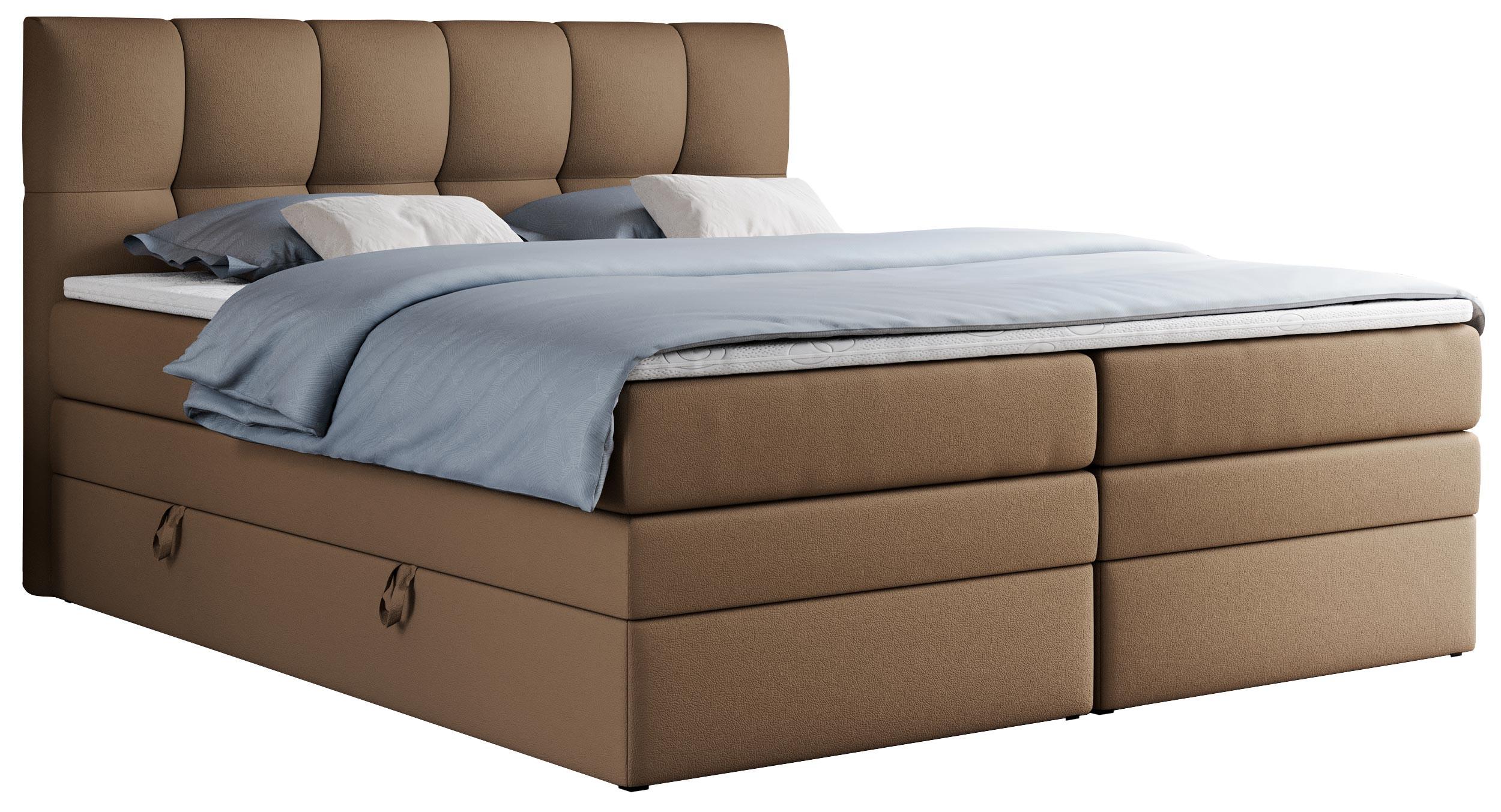 Wohnli Möbelsuche - BOXSPRINGBETT ALVIN KING 140/200 Braun Kunstleder - H3