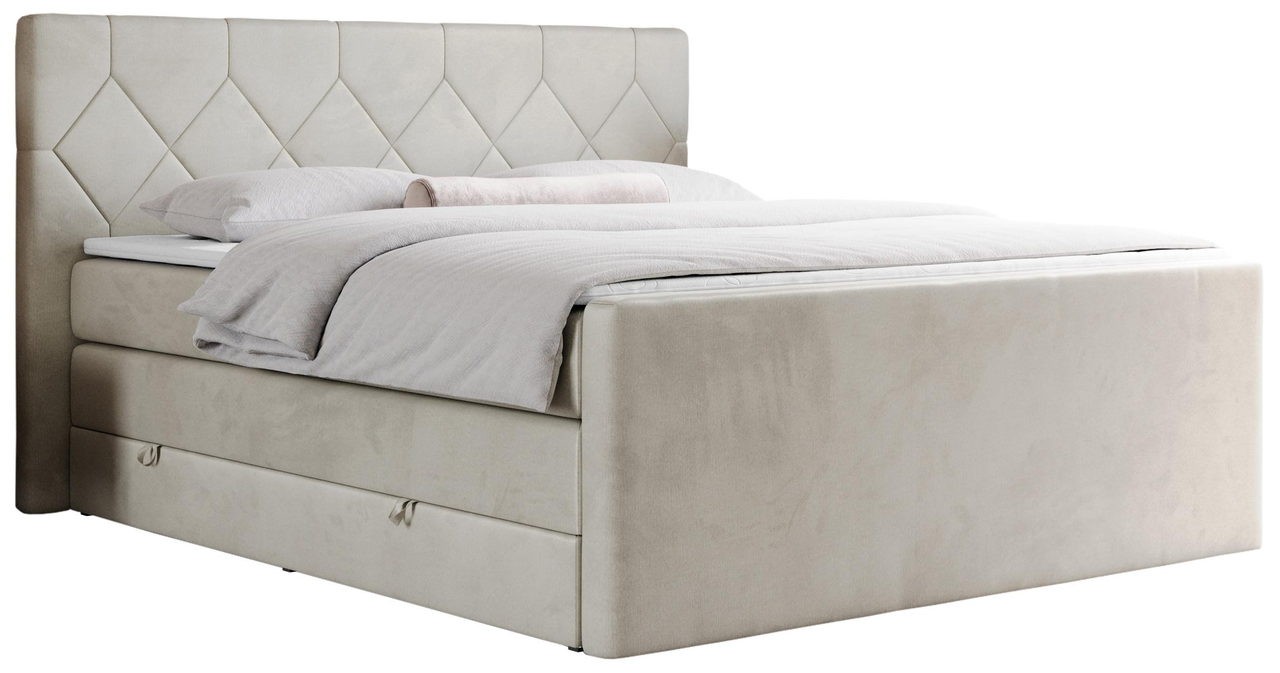 Wohnli Möbelsuche - BOXSPRINGBETT KING EIGAR 200/200 Beige Velvet - H3