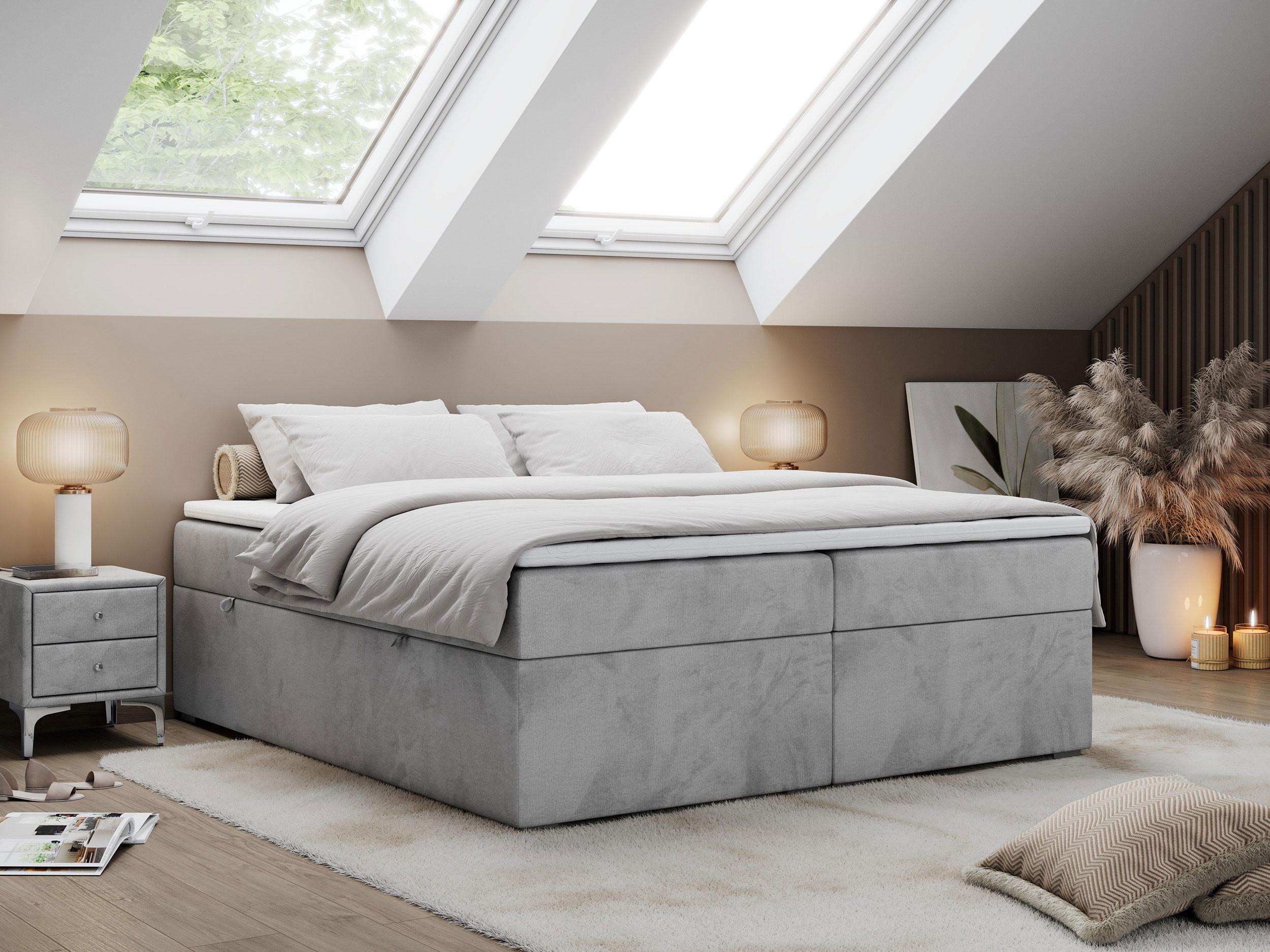 wohnli-moebel-suche-800000649182-1 BOXBETT BESS 120/200 Hellgrau Velvet - H3 Textil MKS Möbel > Betten > Boxspringbetten Grau