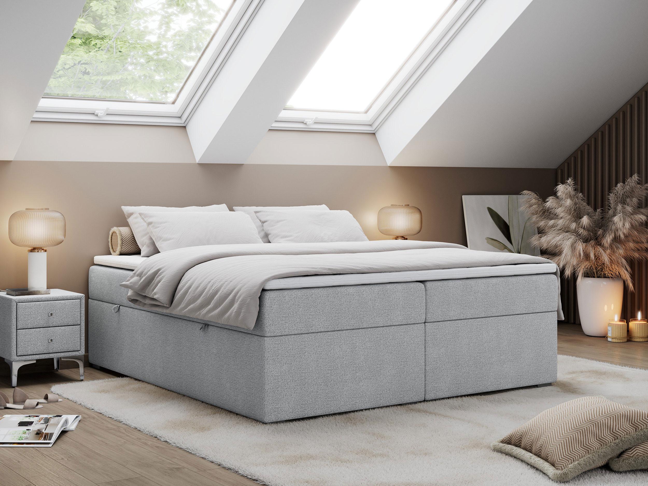 wohnli-moebel-suche-800000649264-1 BOXBETT BESS 120/200 Hellgrau Struktur - H4 Textil MKS Möbel > Betten > Boxspringbetten Grau