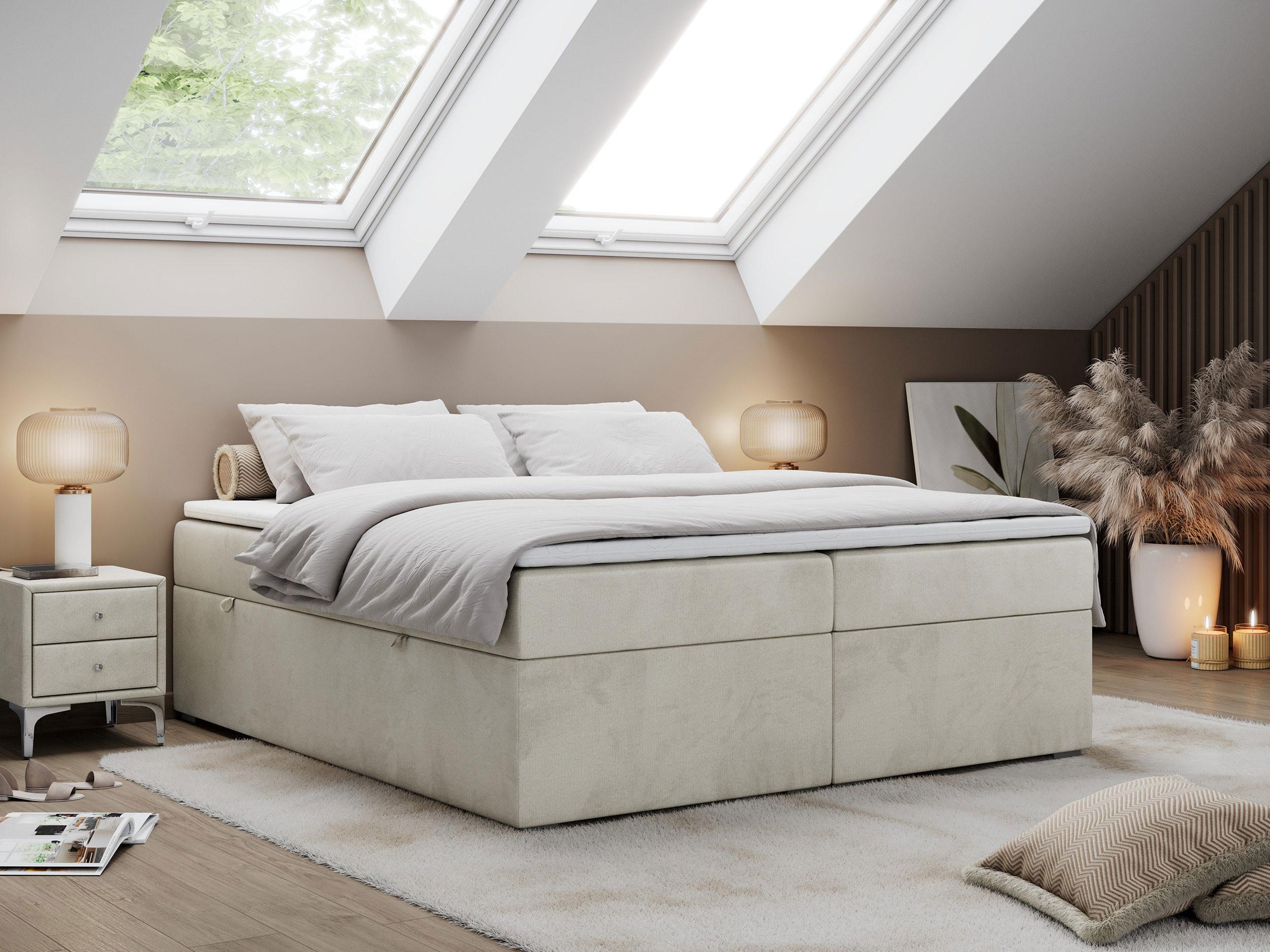 wohnli-moebel-suche-800000649274-1 BOXBETT BESS 120/200 Beige Velvet - H3 Textil MKS Möbel > Betten > Boxspringbetten Beige
