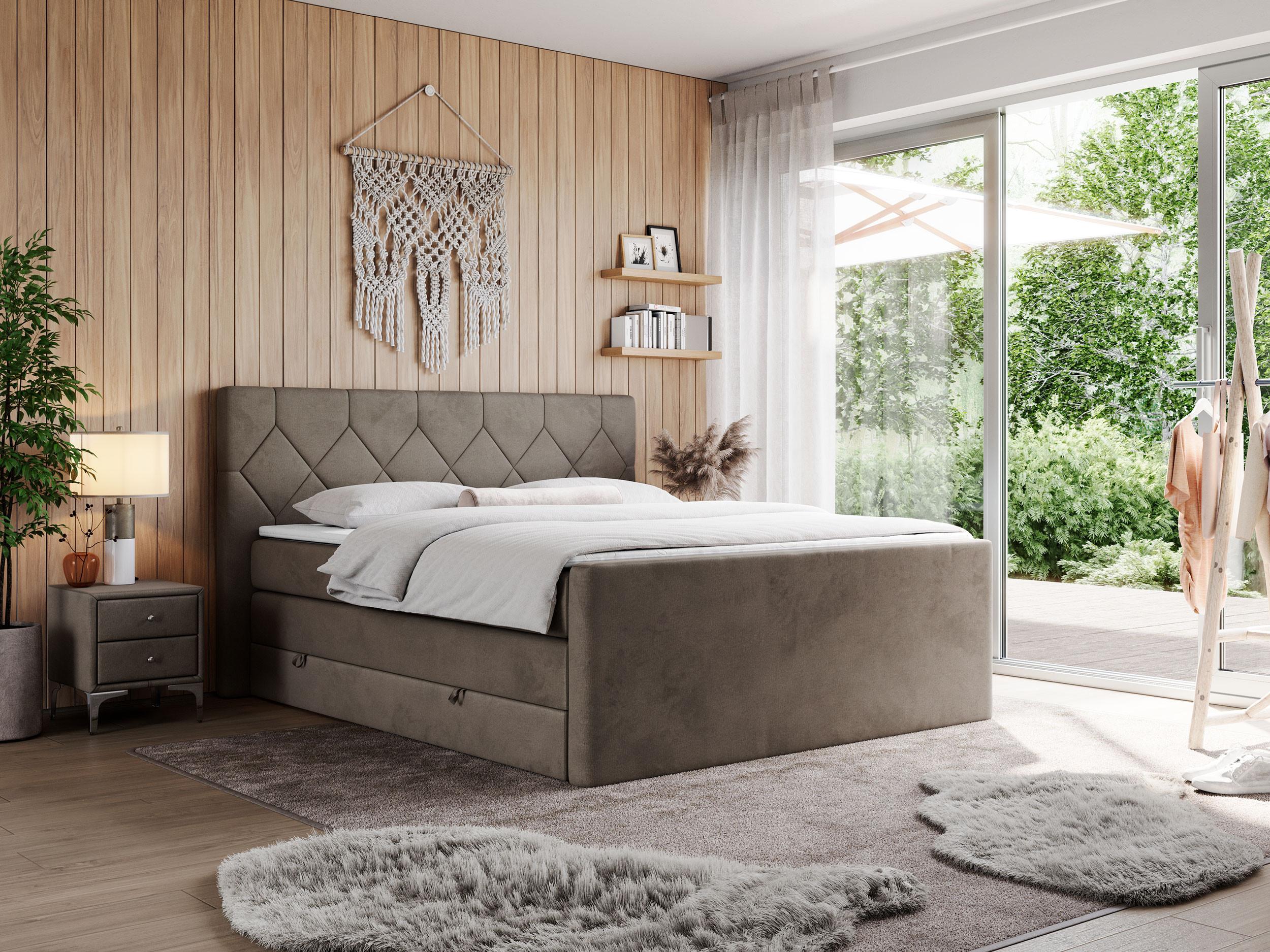 wohnli-moebel-suche-800000649293-1 BOXSPRINGBETT KING EIGAR 140/200 Braun Velvet - H4 Textil MKS Möbel > Betten > Boxspringbetten Braun