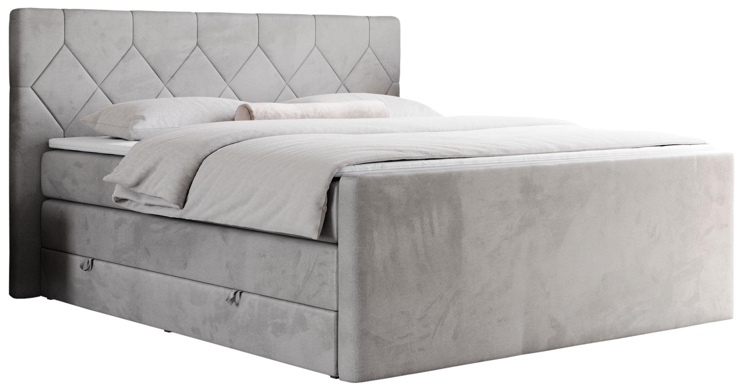 wohnli-moebel-suche-800000649437 Wohnli Möbelsuche - BOXSPRINGBETT KING EIGAR 160/200 Hellgrau Velvet - H3