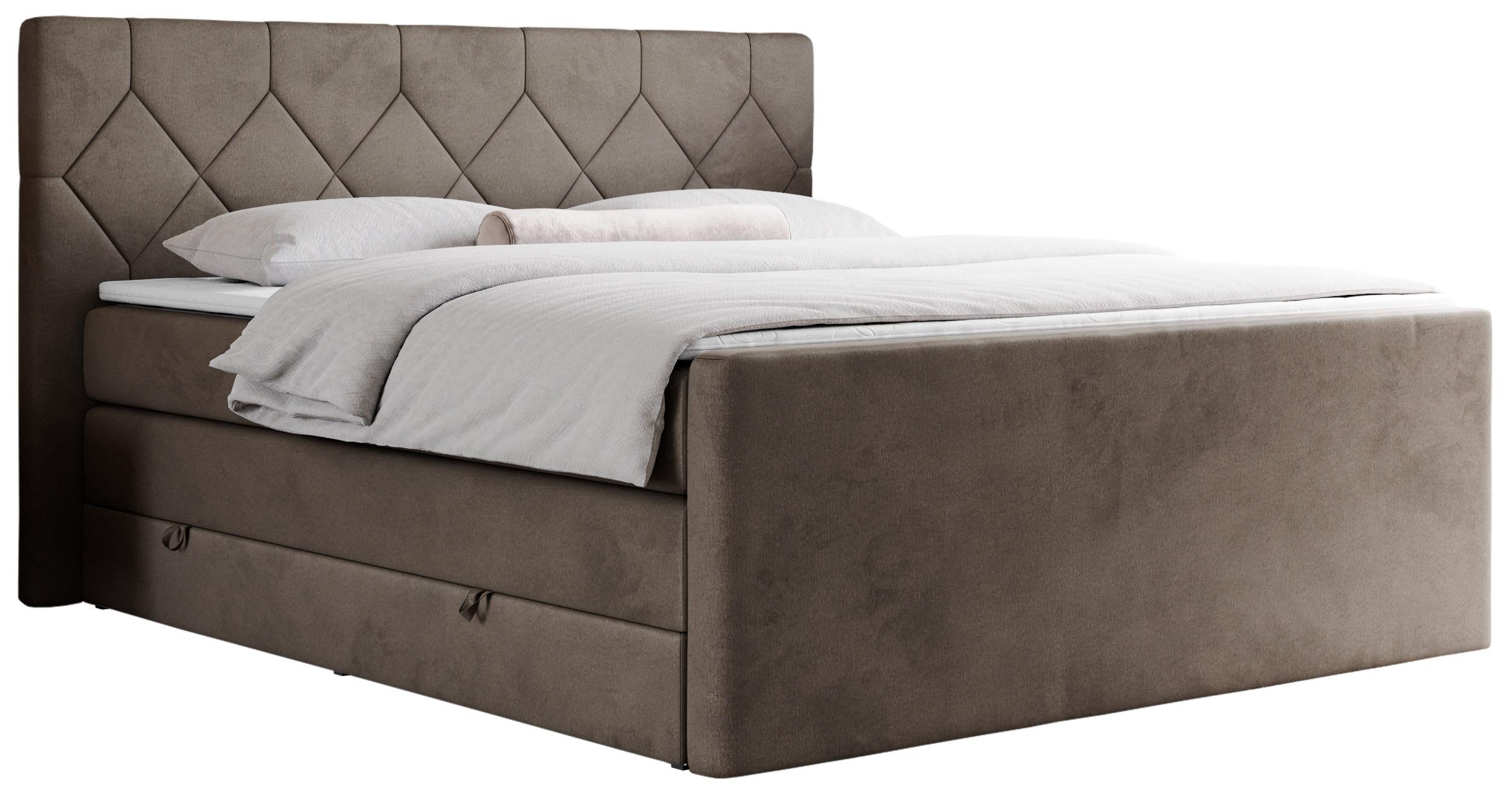 Wohnli Möbelsuche - BOXSPRINGBETT KING EIGAR 200/200 Braun Velvet - H4