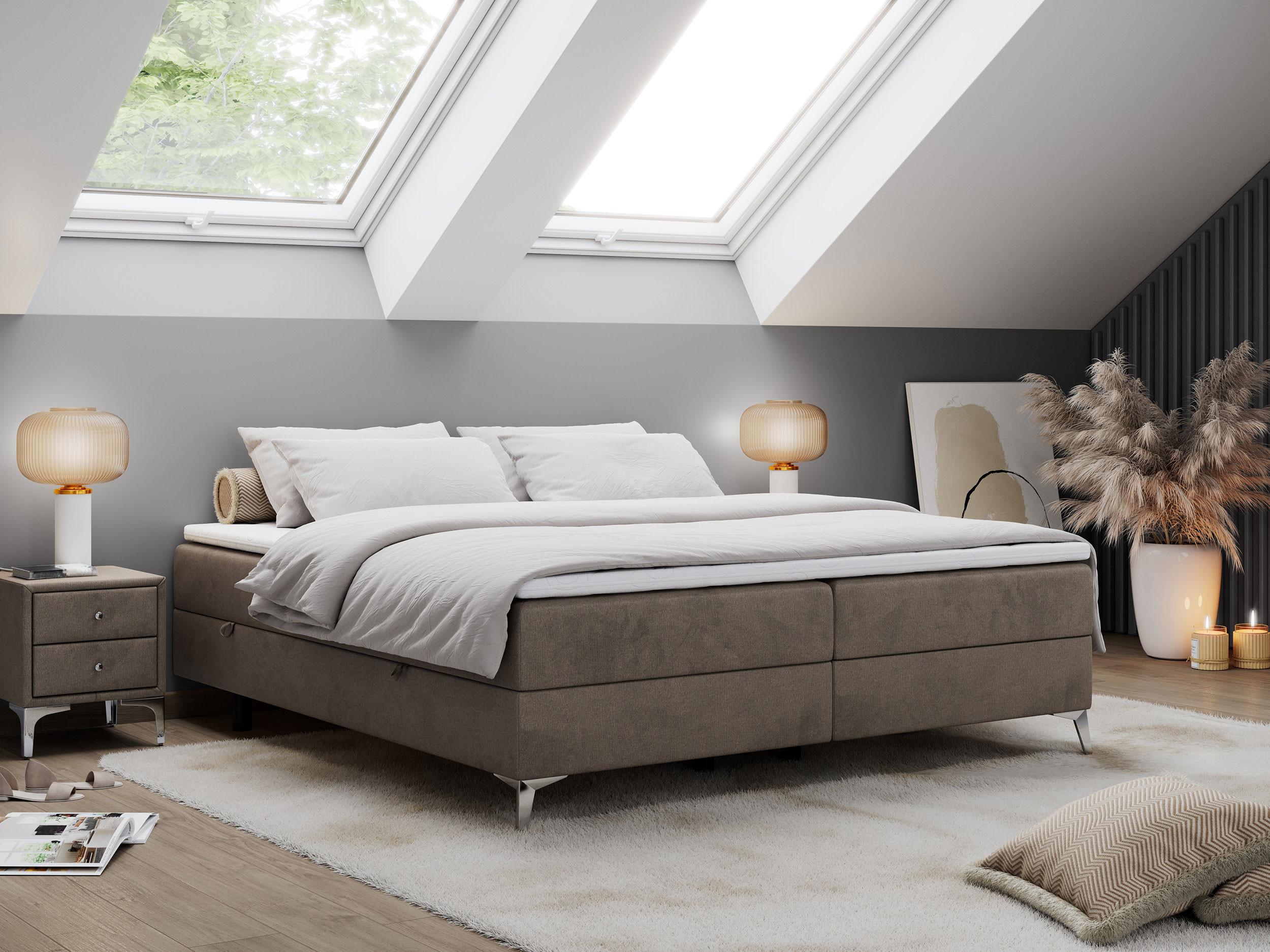 wohnli-moebel-suche-800000649463-1 BOXBETT LESS 160/200 Braun Velvet - H3 Textil MKS Möbel > Betten > Boxspringbetten Braun