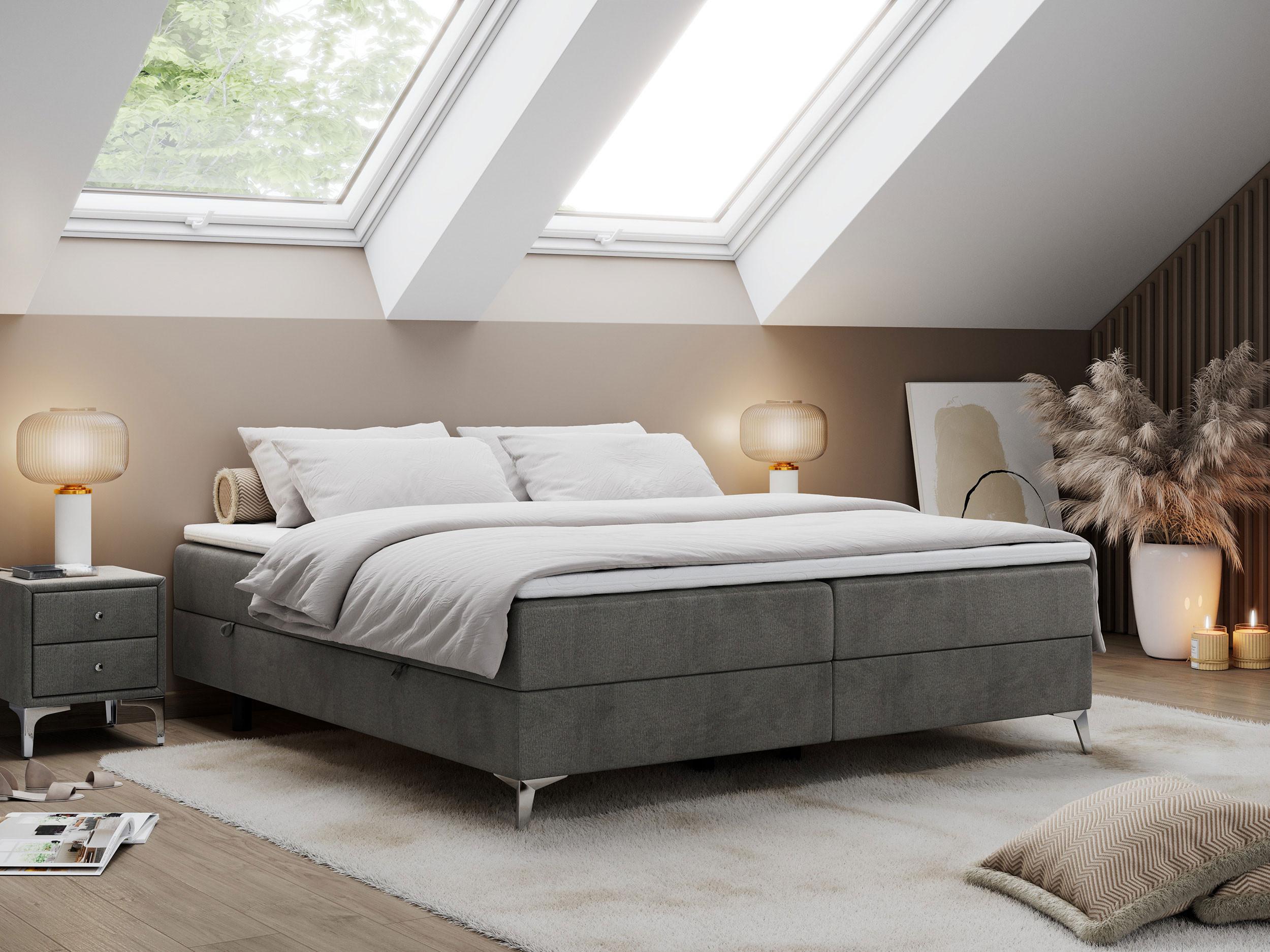 wohnli-moebel-suche-800000649479-1 BOXBETT LESS 180/200 Dunkelgrau Velvet - H4 Textil MKS Möbel > Betten > Boxspringbetten Grau