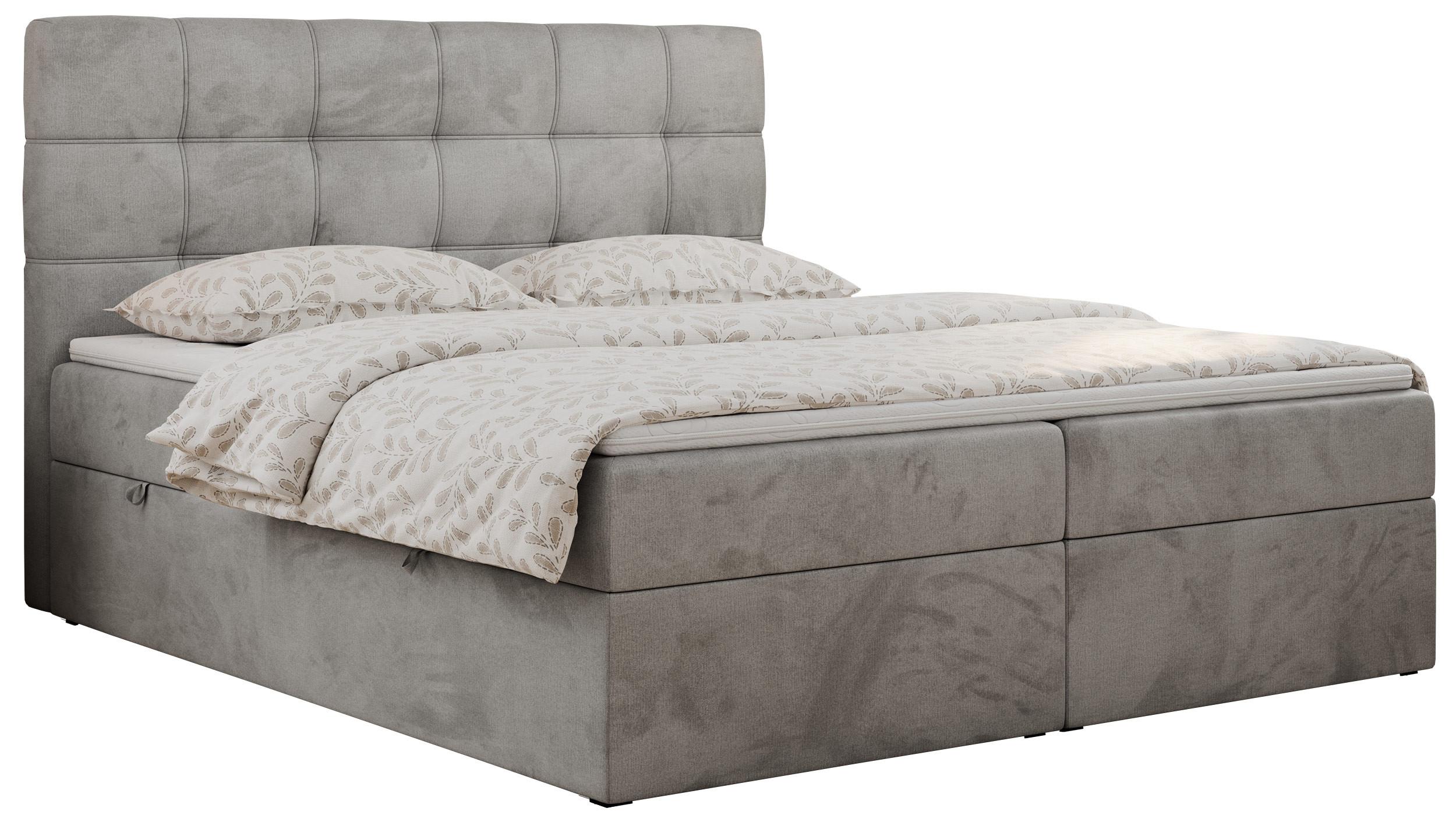 Wohnli Möbelsuche - BOXBETT ERNI 140/200 - Hellgrau Velvet - H4