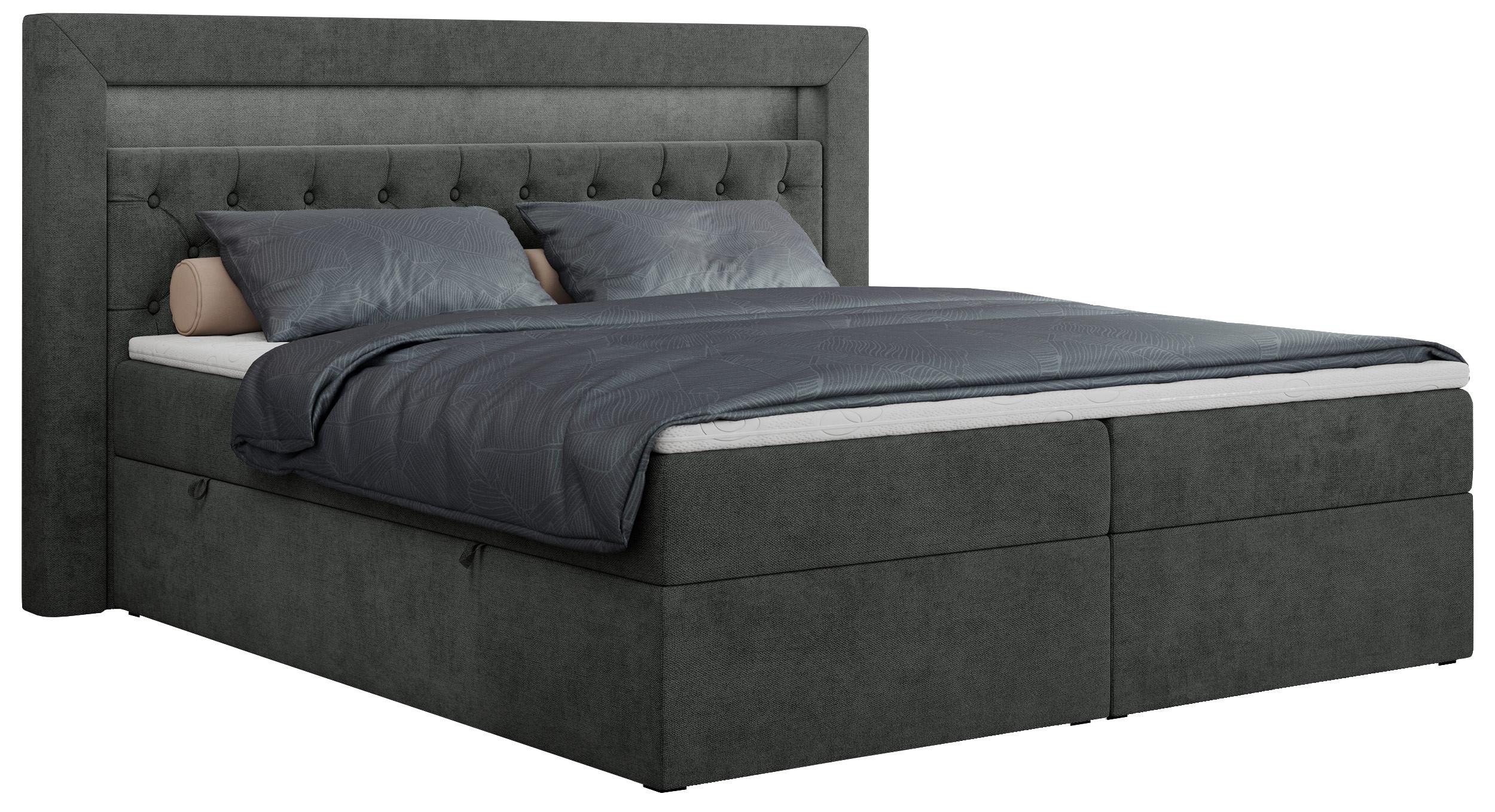wohnli-moebel-suche-800000649602 Wohnli Möbelsuche - BOXBETT GOLD-6 LED 140/200 Dunkelgrau Struktur - H3