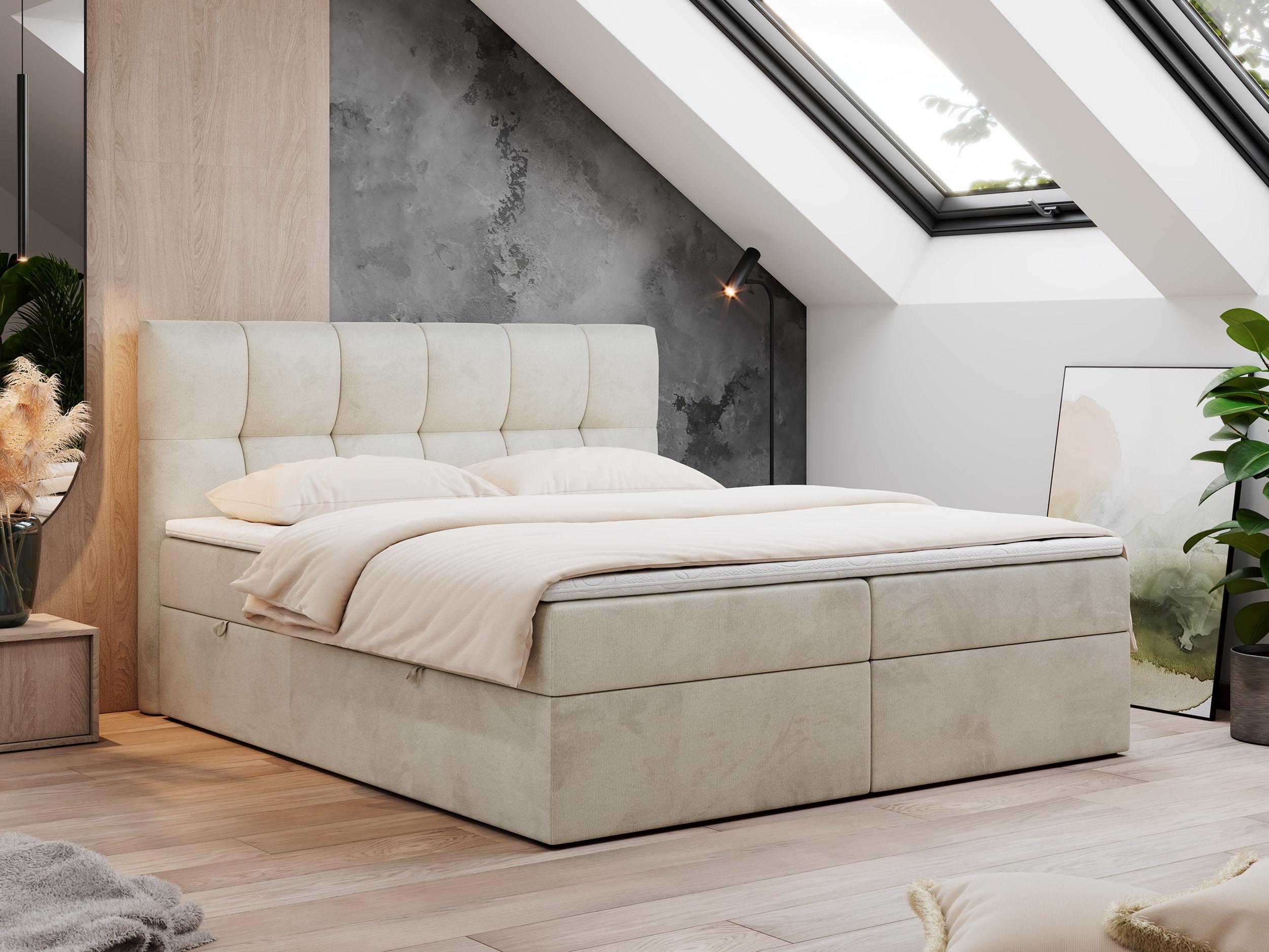 BOXBETT RICO 160/200 Beige Velvet - H3 Textil MKS Möbel > Betten > Boxspringbetten Beige