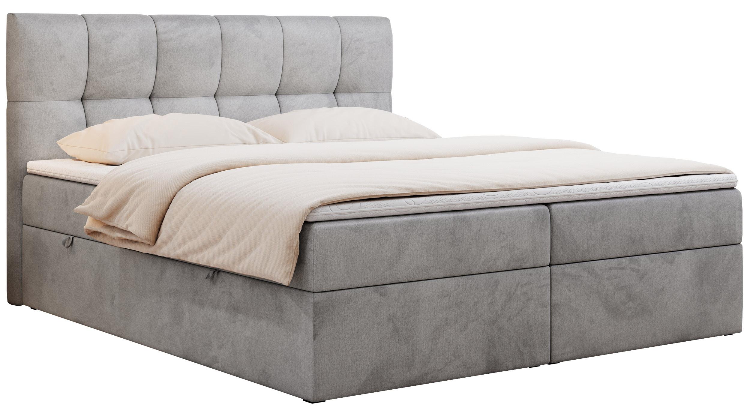Wohnli Möbelsuche - BOXBETT RICO 200/200 Hellgrau Velvet - H4