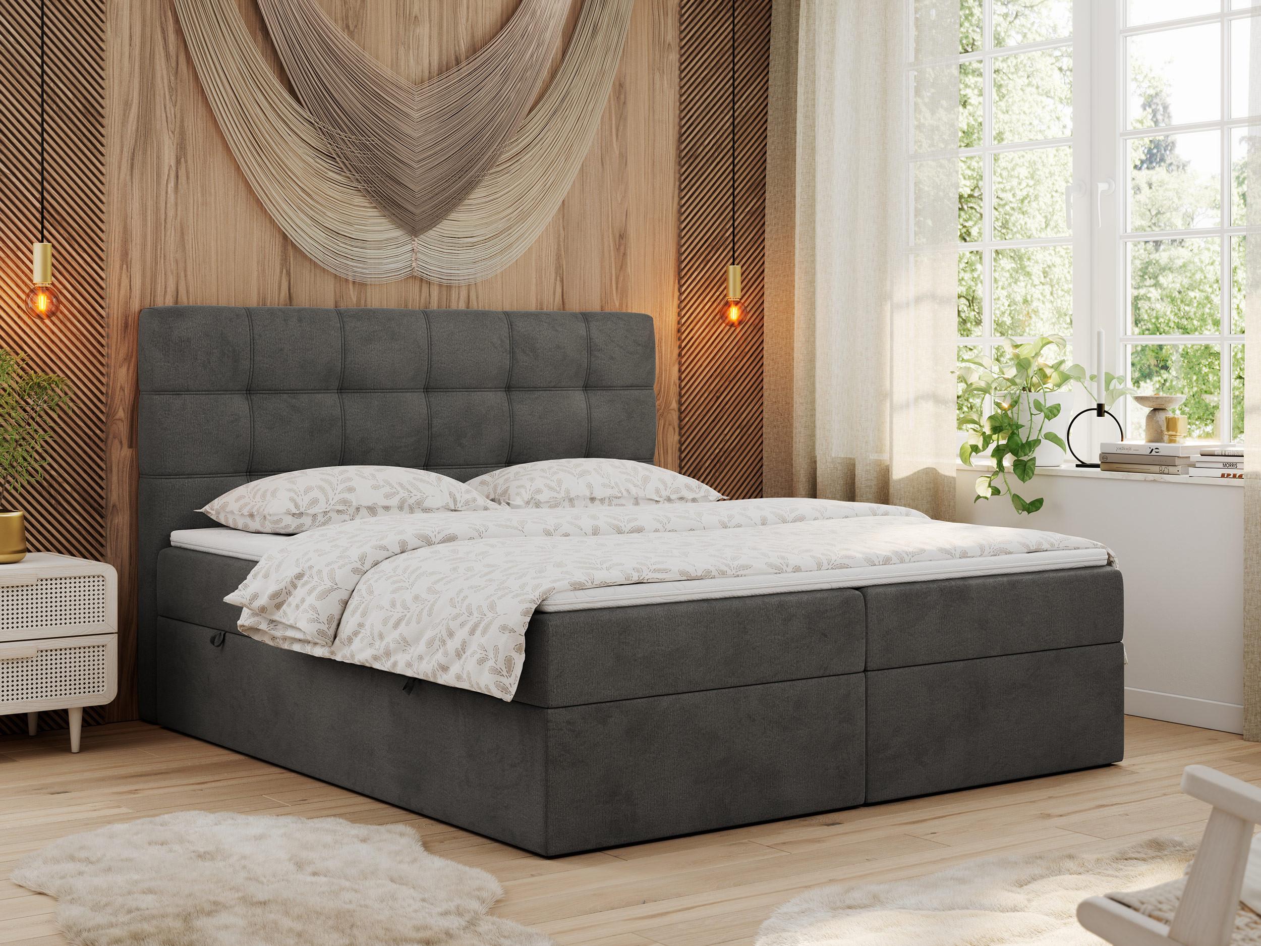 wohnli-moebel-suche-800000649693-1 BOXBETT ERNI 120/200 - Dunkelgrau Velvet - H4 Textil MKS Möbel > Betten > Boxspringbetten Grau