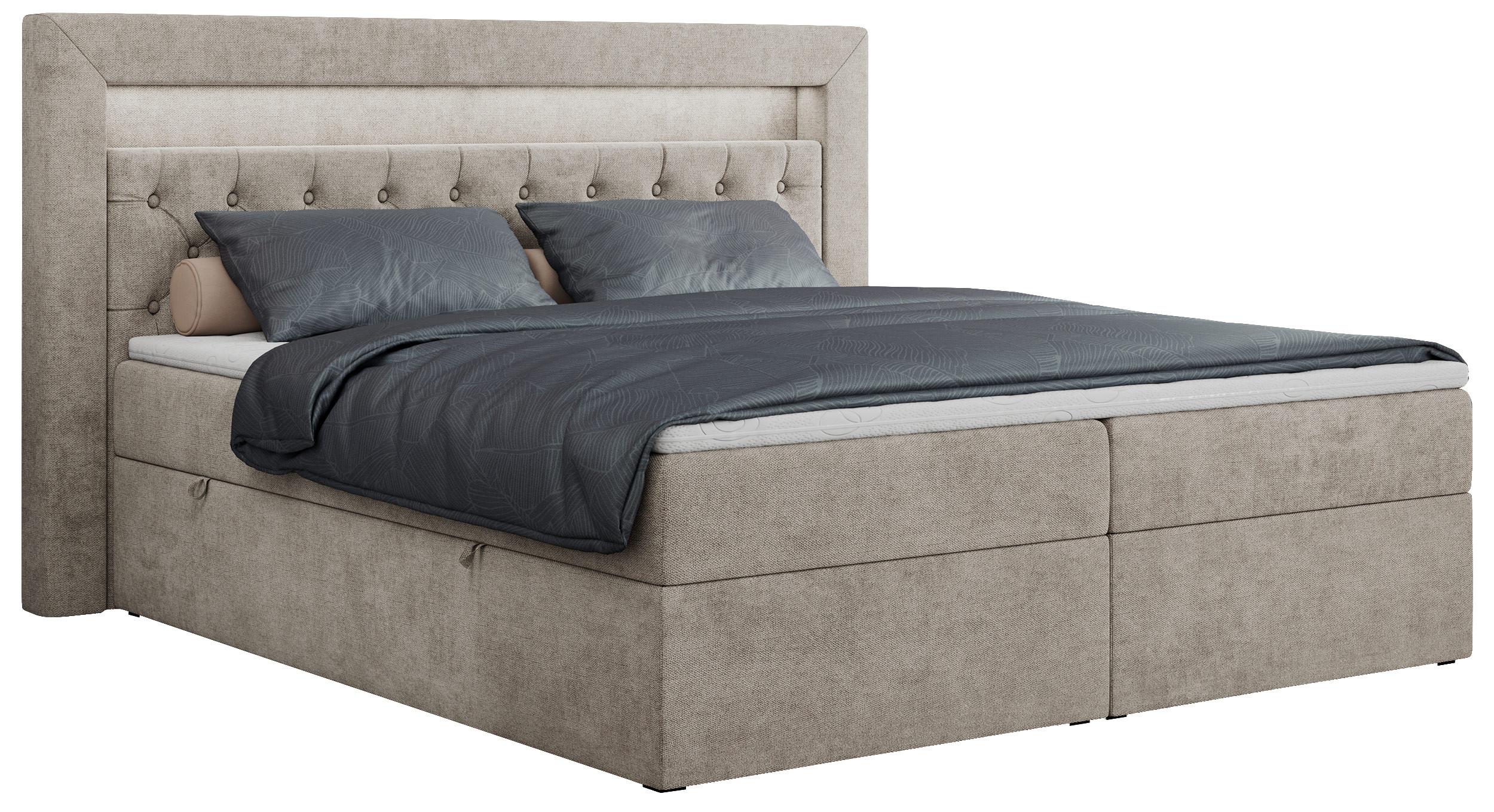 Wohnli Möbelsuche - BOXBETT GOLD-6 LED 140/200 Beige Struktur - H4
