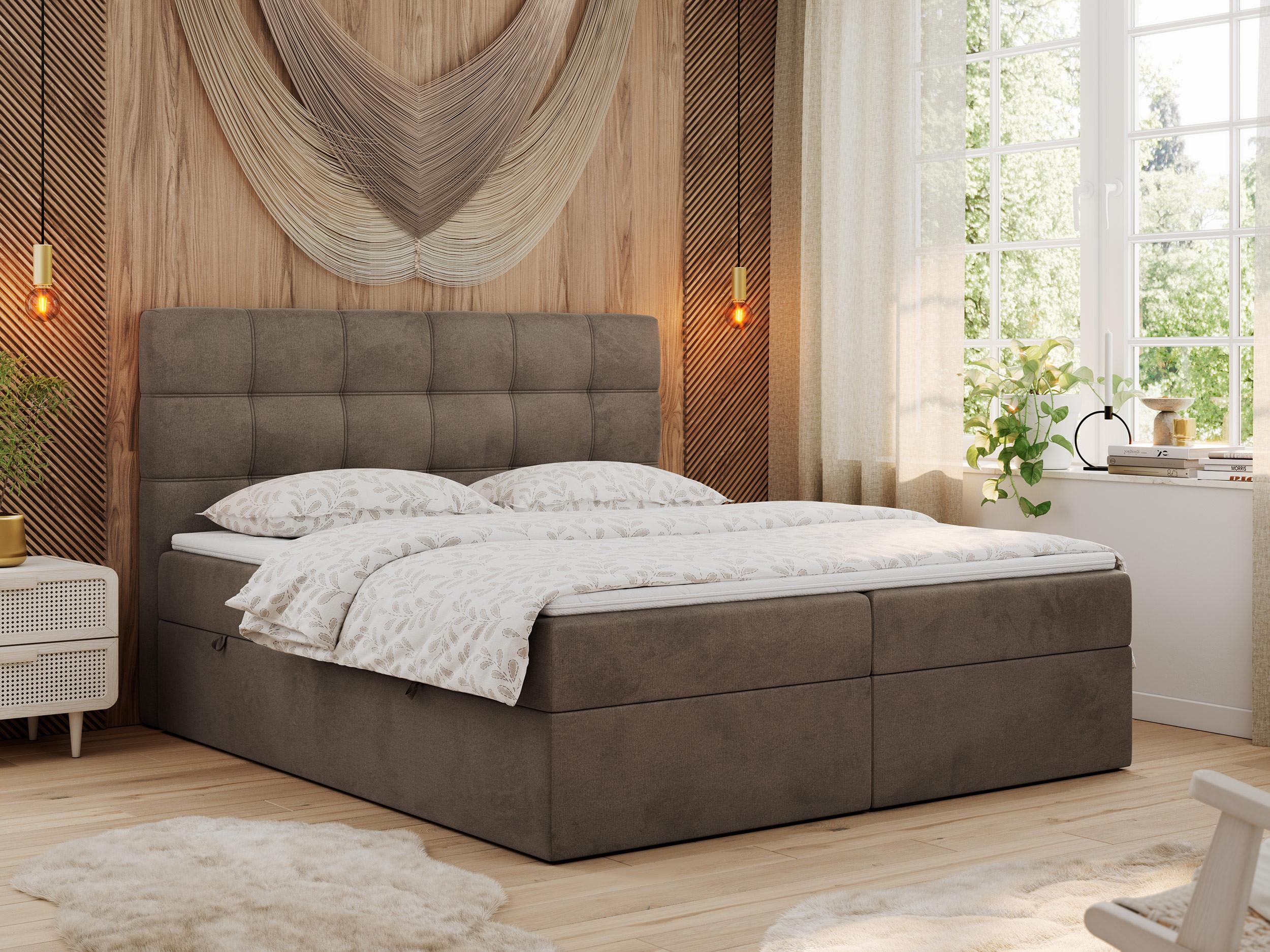 wohnli-moebel-suche-800000649715-1 BOXBETT ERNI 180/200 - Braun Velvet - H3 Textil MKS Möbel > Betten > Boxspringbetten Braun
