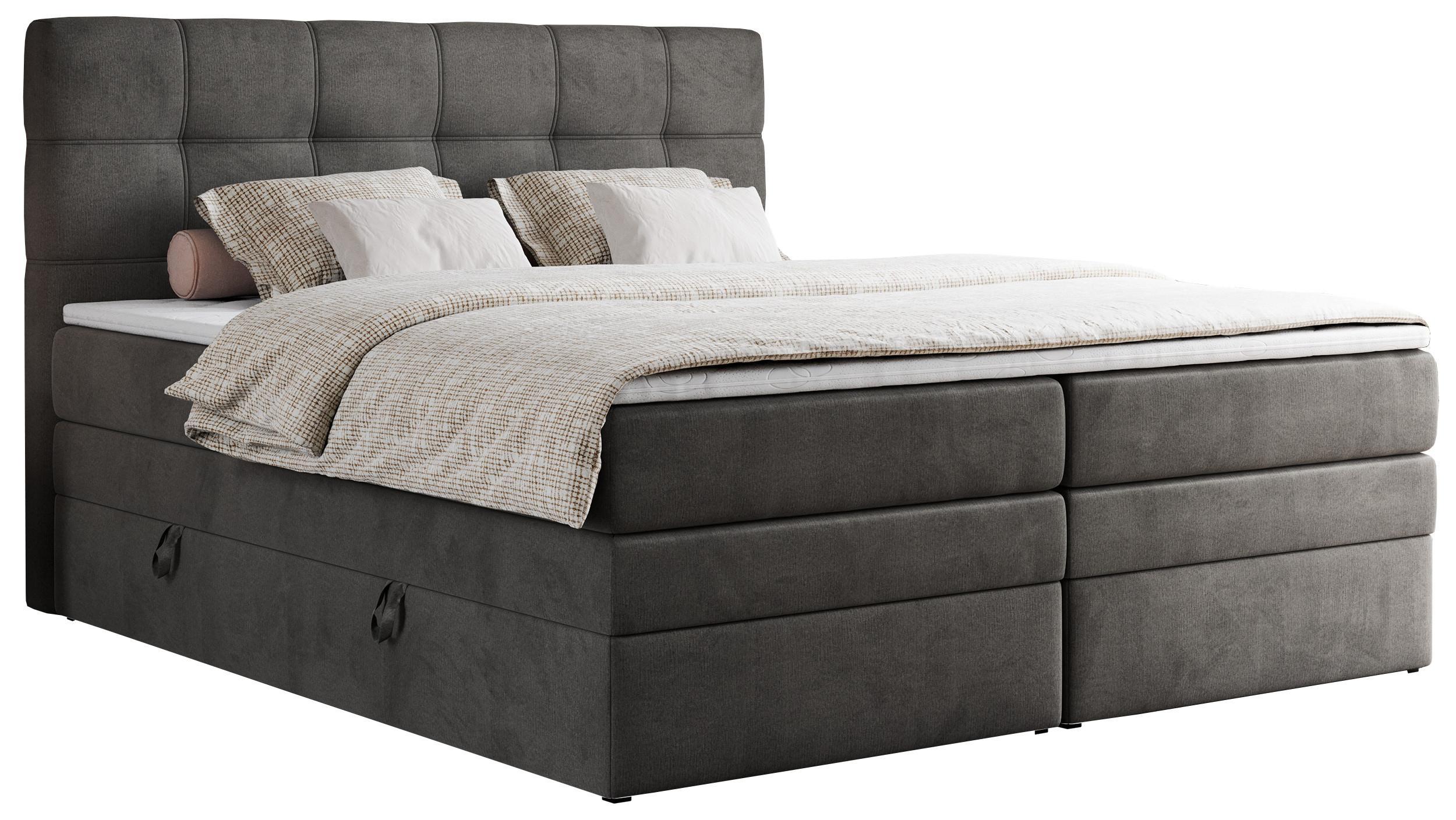 Wohnli Möbelsuche - BOXSPRINGBETT ERNI KING 160/200 Dunkelgrau Velvet - H4