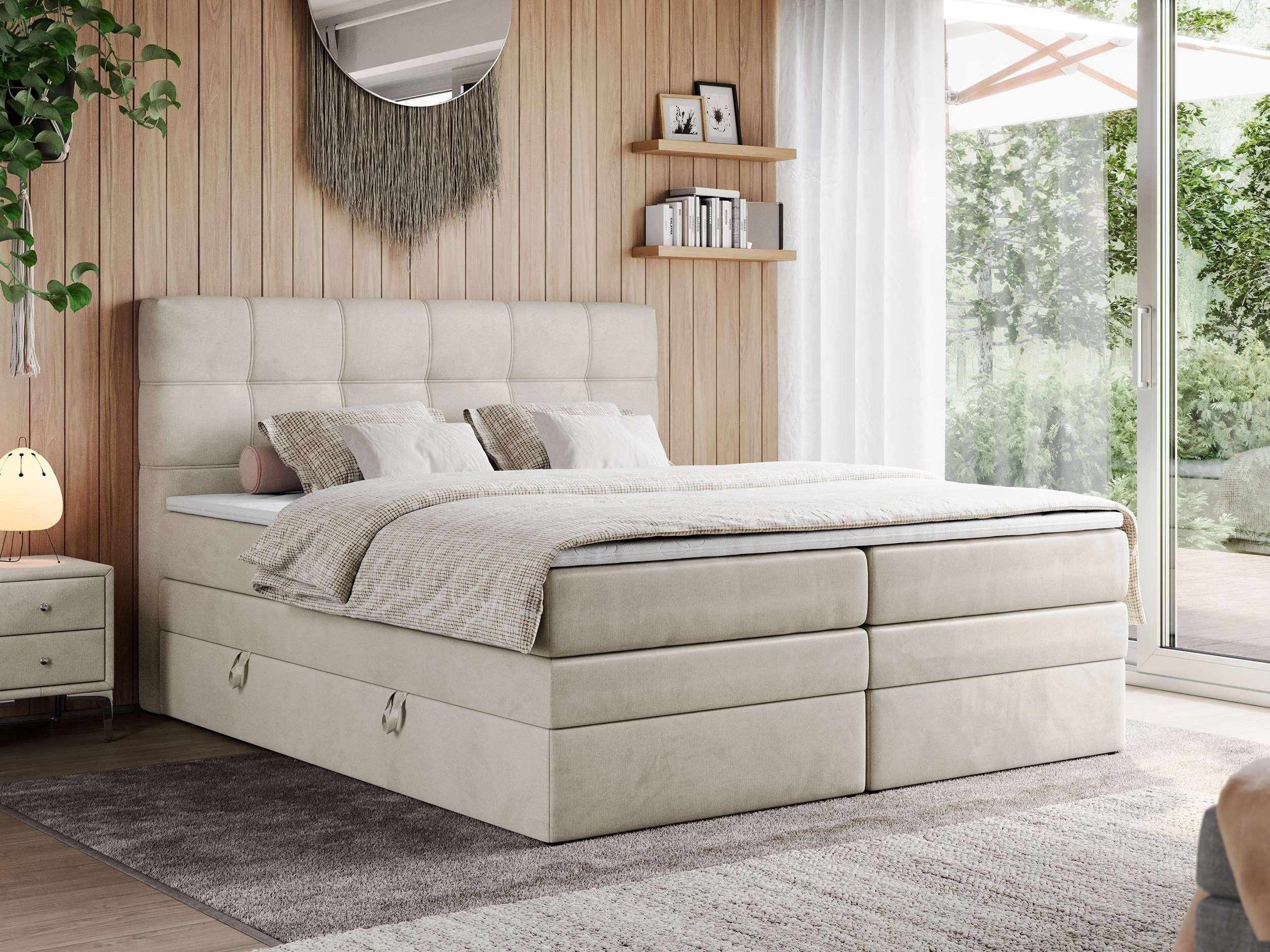 BOXSPRINGBETT ERNI KING 180/200 Beige Velvet - H4 Textil MKS Möbel > Betten > Boxspringbetten Beige