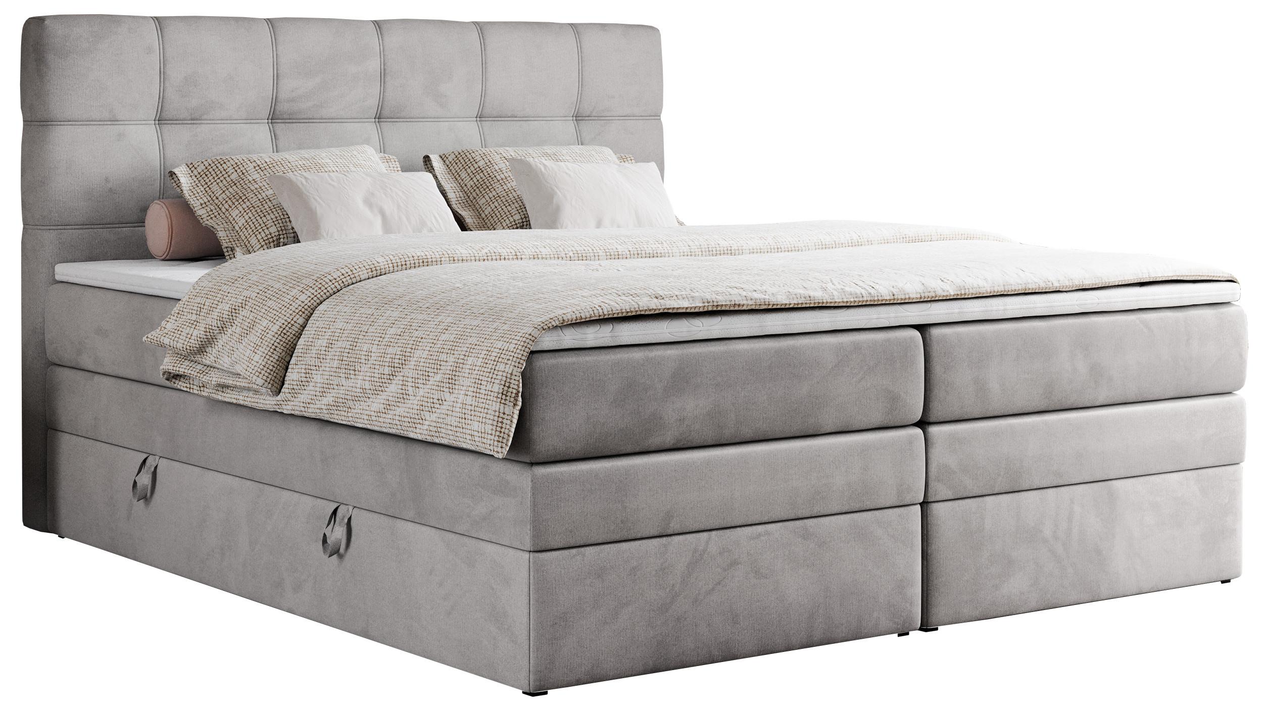 Wohnli Möbelsuche - BOXSPRINGBETT ERNI KING 160/200 Hellgrau Velvet - H3