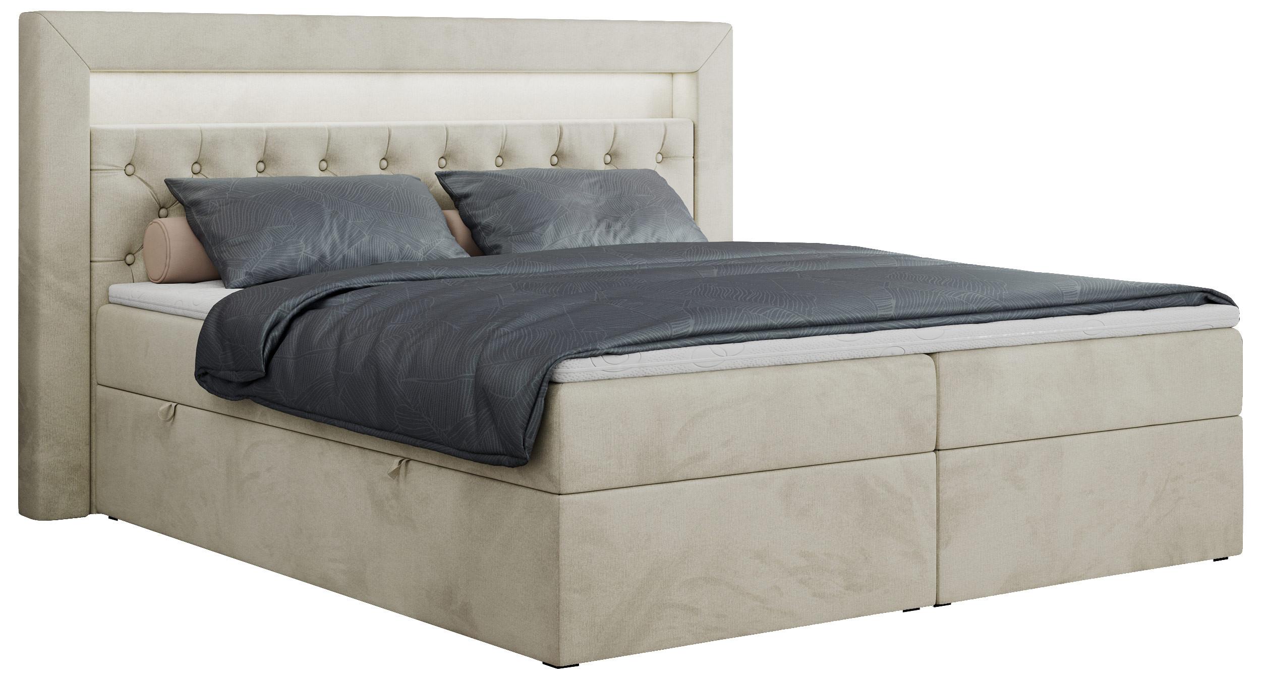 wohnli-moebel-suche-800000649834 Wohnli Möbelsuche - BOXBETT GOLD-6 LED 160/200 Beige Velvet - H4