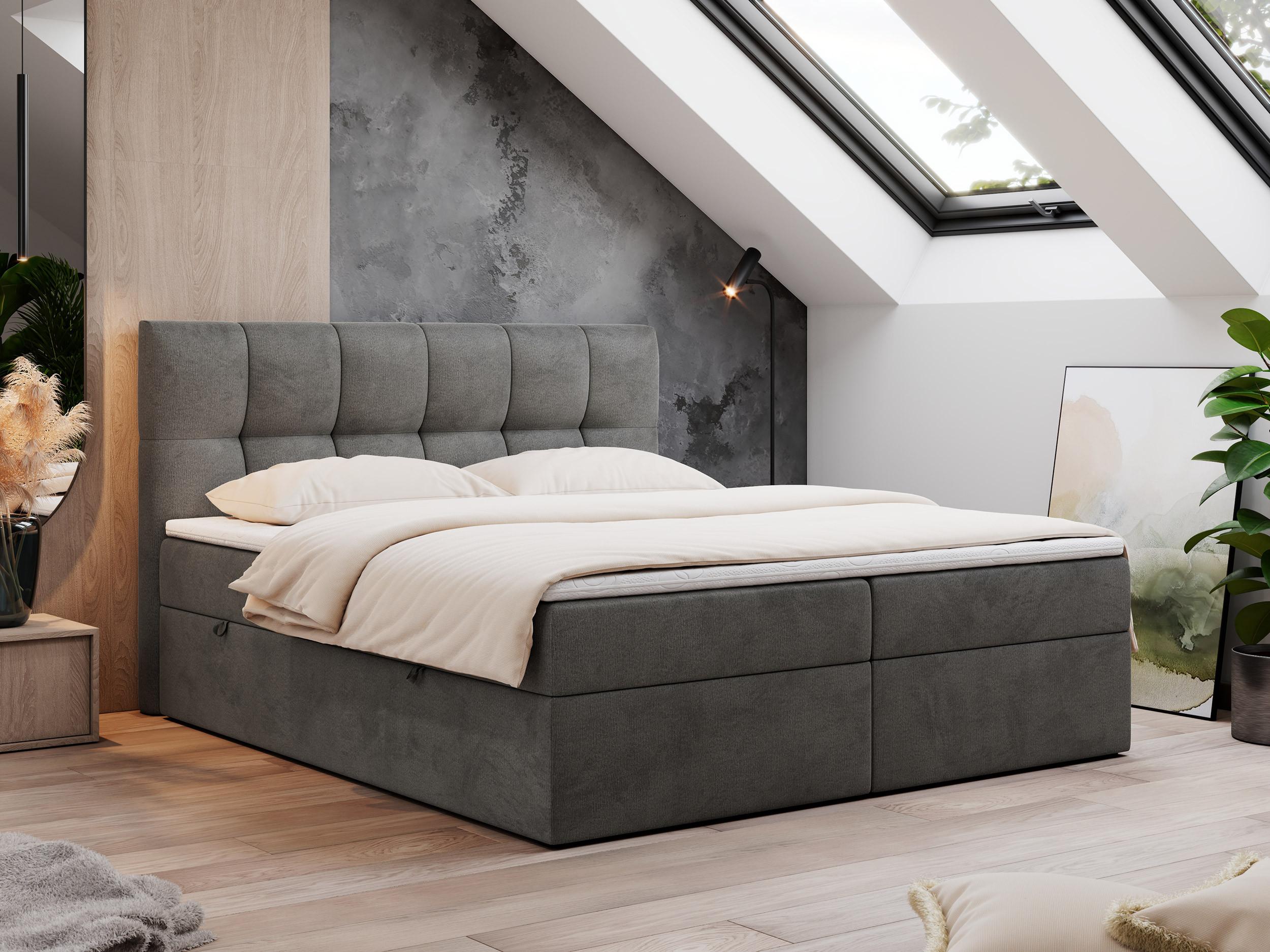 BOXBETT RICO 200/200 Dunkelgrau Velvet - H3 Textil MKS Möbel > Betten > Boxspringbetten Grau