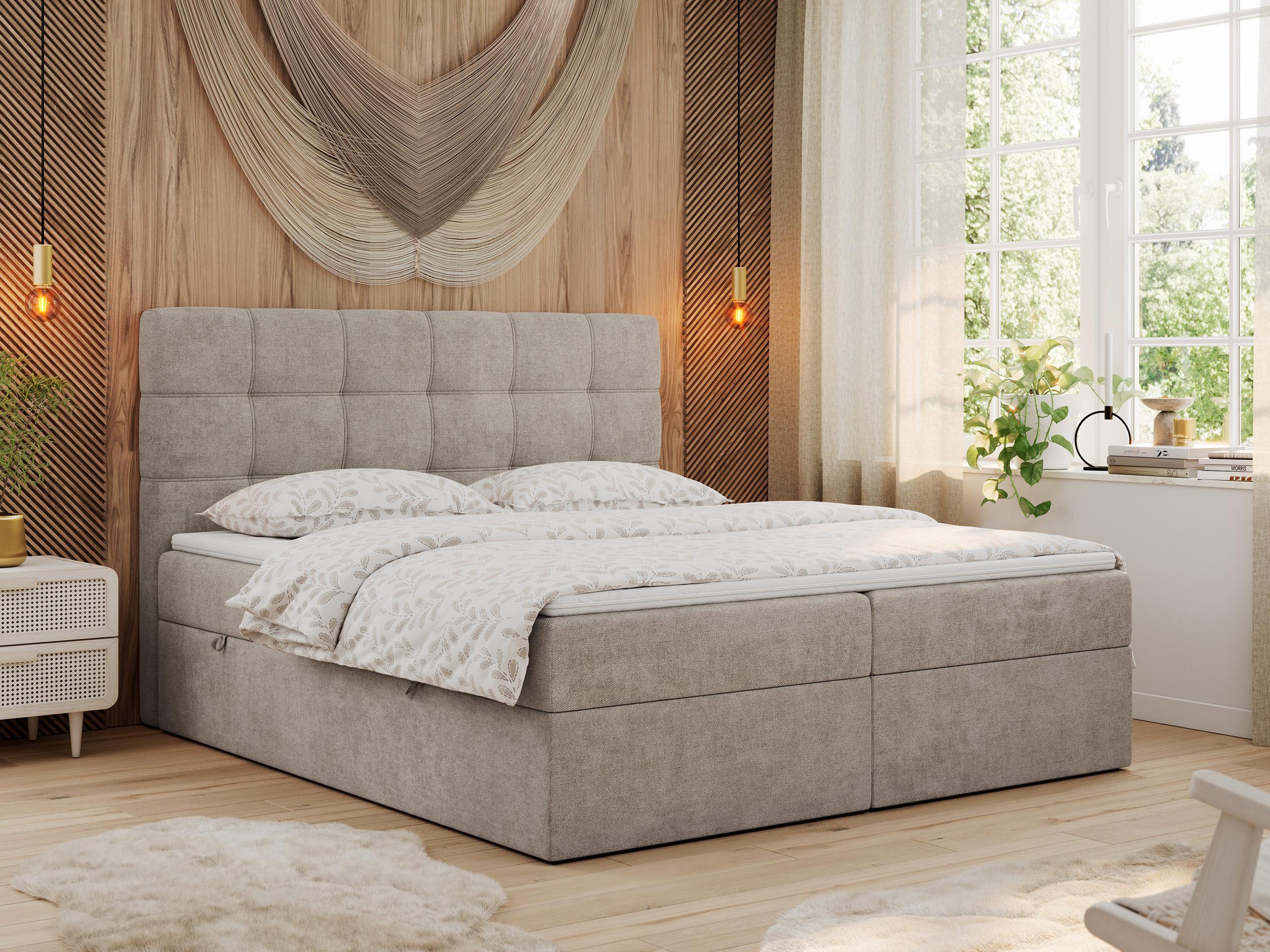 BOXBETT ERNI 140/200 - Beige Strukture - H4 Textil MKS Möbel > Betten > Boxspringbetten Beige