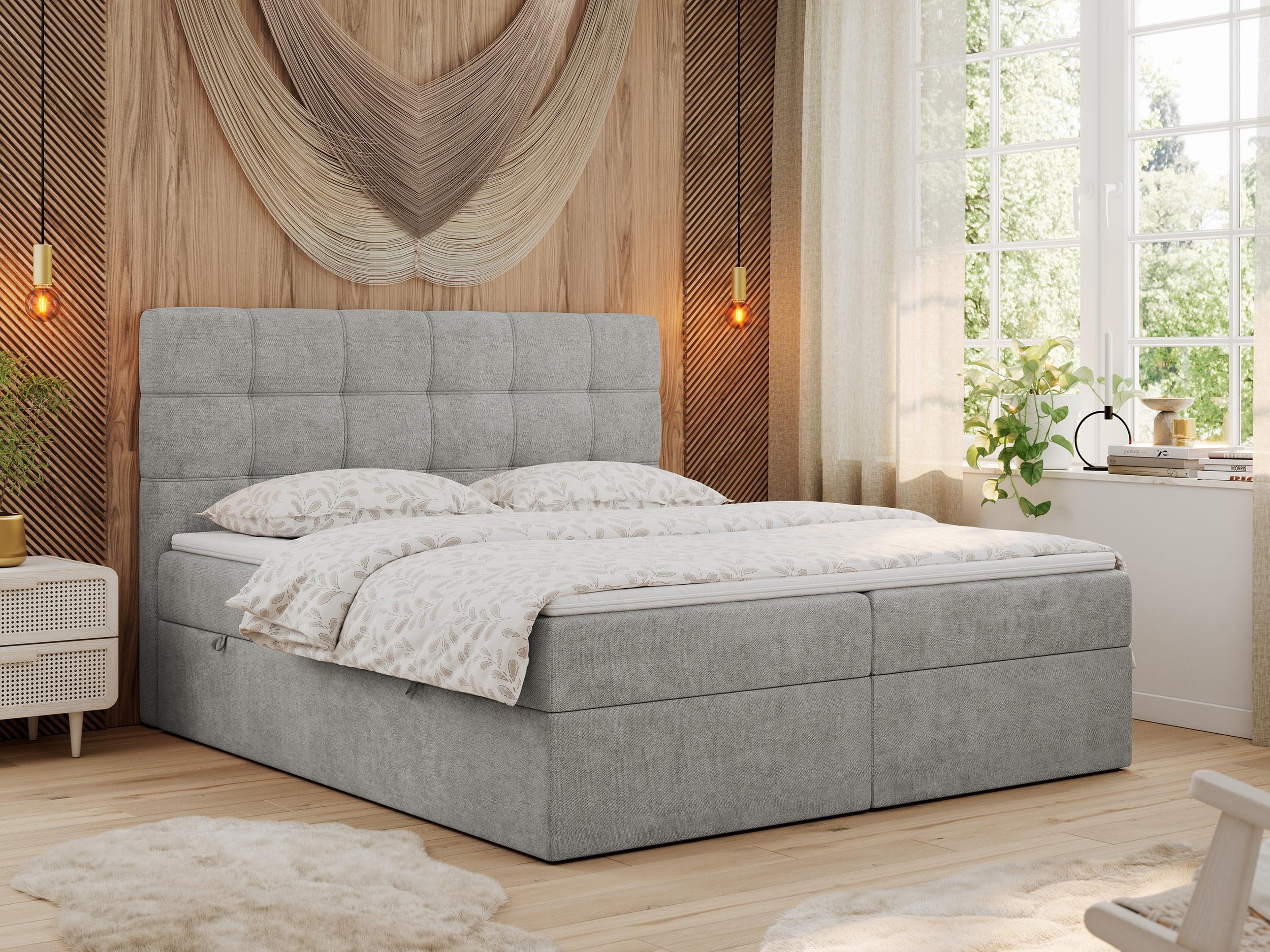 wohnli-moebel-suche-800000649870-1 BOXBETT ERNI 120/200 - Hellgrau Strukture - H4 Textil MKS Möbel > Betten > Boxspringbetten Grau