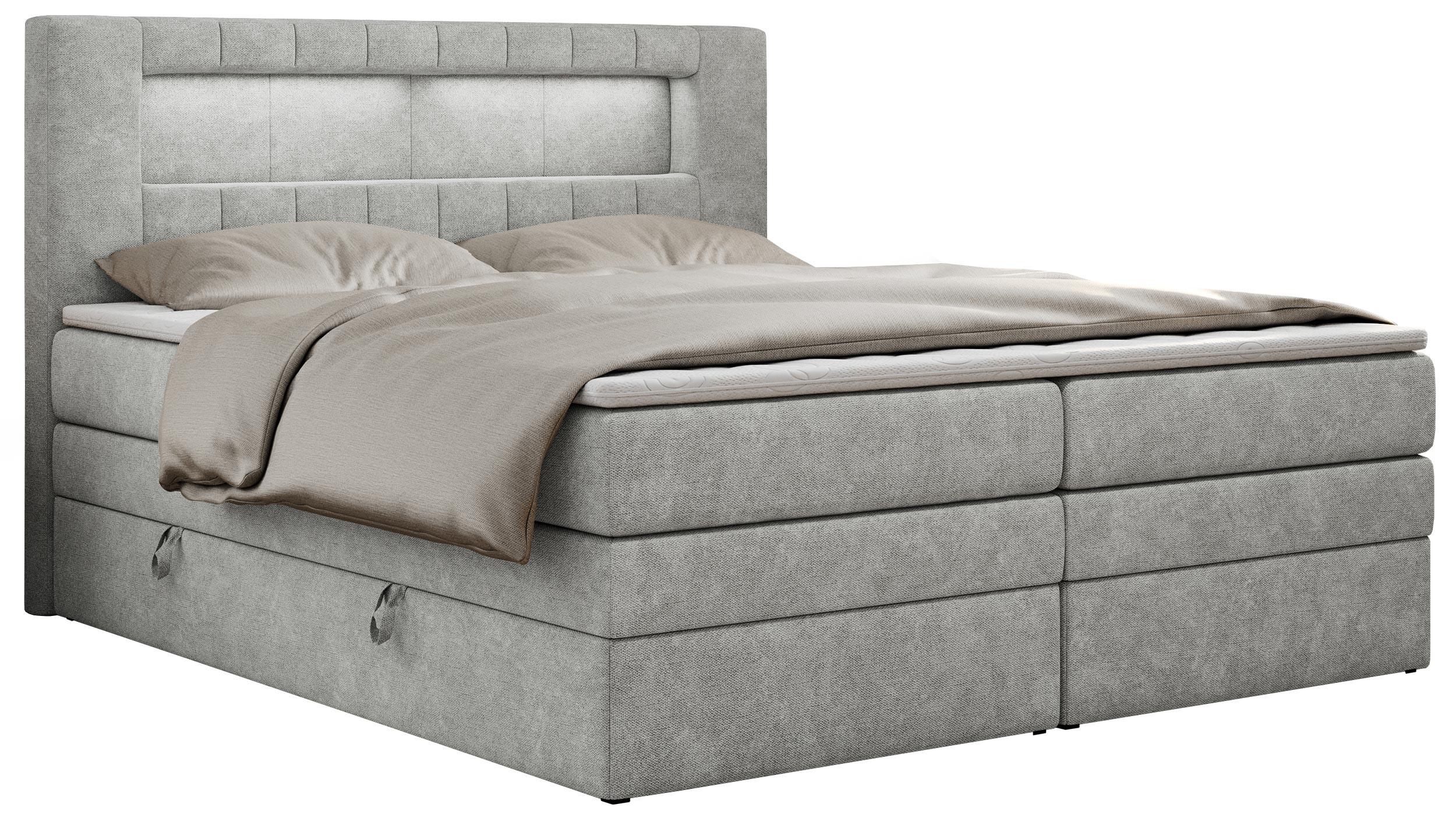 wohnli-moebel-suche-800000649934 Wohnli Möbelsuche - BOXSPRINGBETT GOLD-5 KING LED 200/200 Hellgrau Struktur - H3