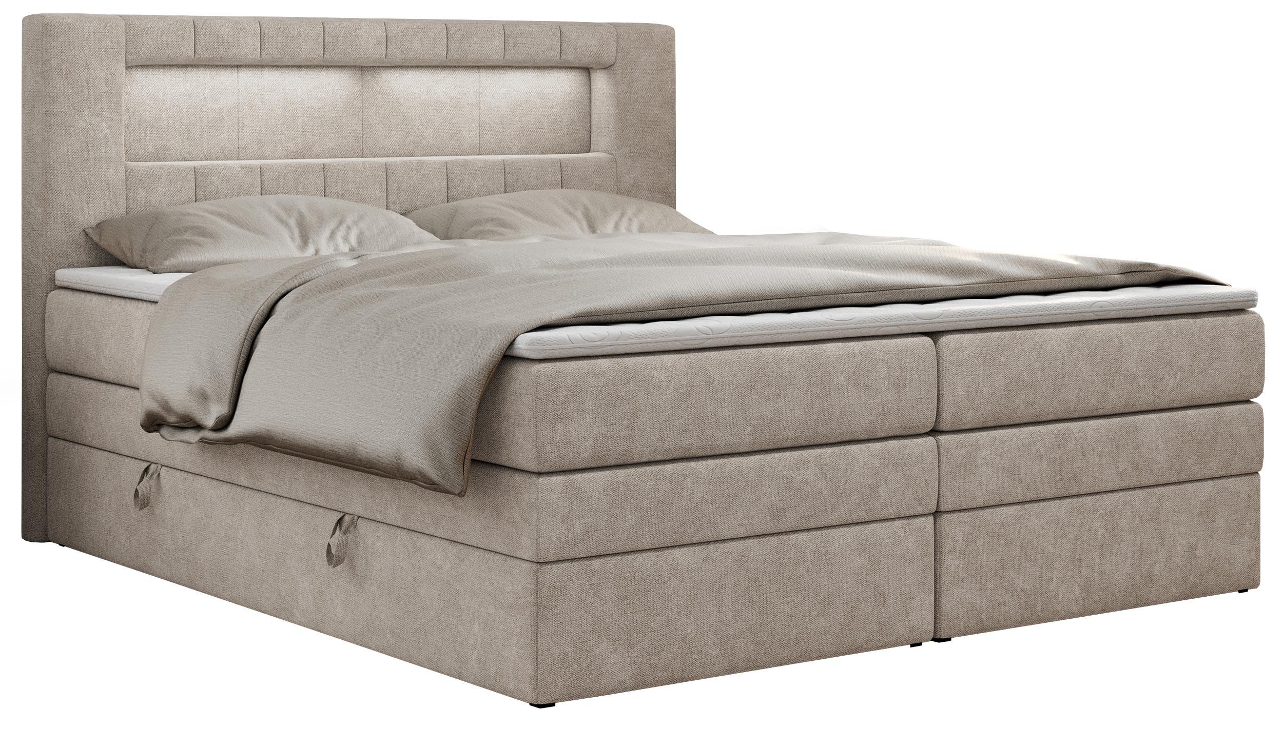 wohnli-moebel-suche-800000649955 Wohnli Möbelsuche - BOXSPRINGBETT GOLD-5 KING LED 160/200 Beige Struktur - H3