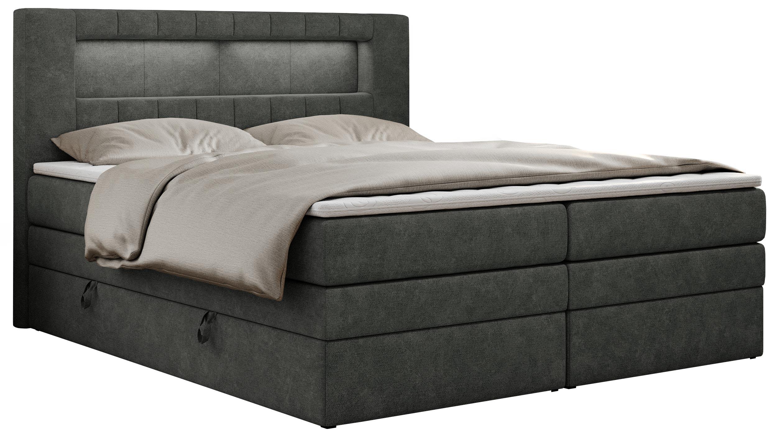 wohnli-moebel-suche-800000649965 Wohnli Möbelsuche - BOXSPRINGBETT GOLD-5 KING LED 180/200 Dunkelgrau Struktur - H3