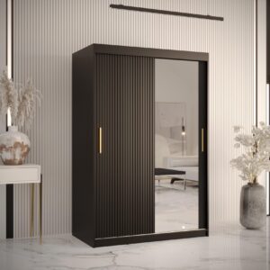 SCHWEBETÜRENSCHRANK 200/120/62 2-türig Holz MÖBEL KRYSPOL Möbel > Schränke > Kleiderschränke > Schwebetürenschränke Schwarz