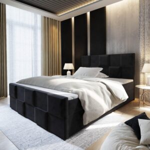 wohnli-moebel-suche-800000650814-1 BOXBETT MONA 160x200 cm mit Matratze und Topper - Schwarz Holz MASSENO Möbel > Betten > Boxspringbetten Schwarz