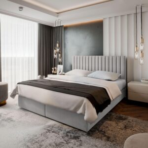 wohnli-moebel-suche-800000650817-1 BOXBETT BRESEL 180x200 cm mit Matratze und Topper - Hellgrau Holz MASSENO Möbel > Betten > Boxspringbetten Grau